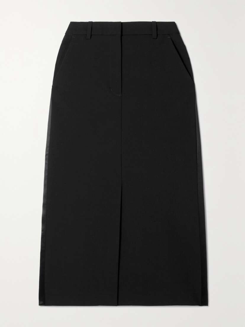 Co Satin-trimmed Wool-blend Skirt