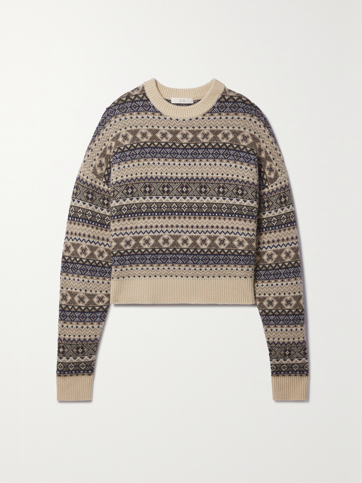 Co - Fair Isle Cashmere Sweater - Gray