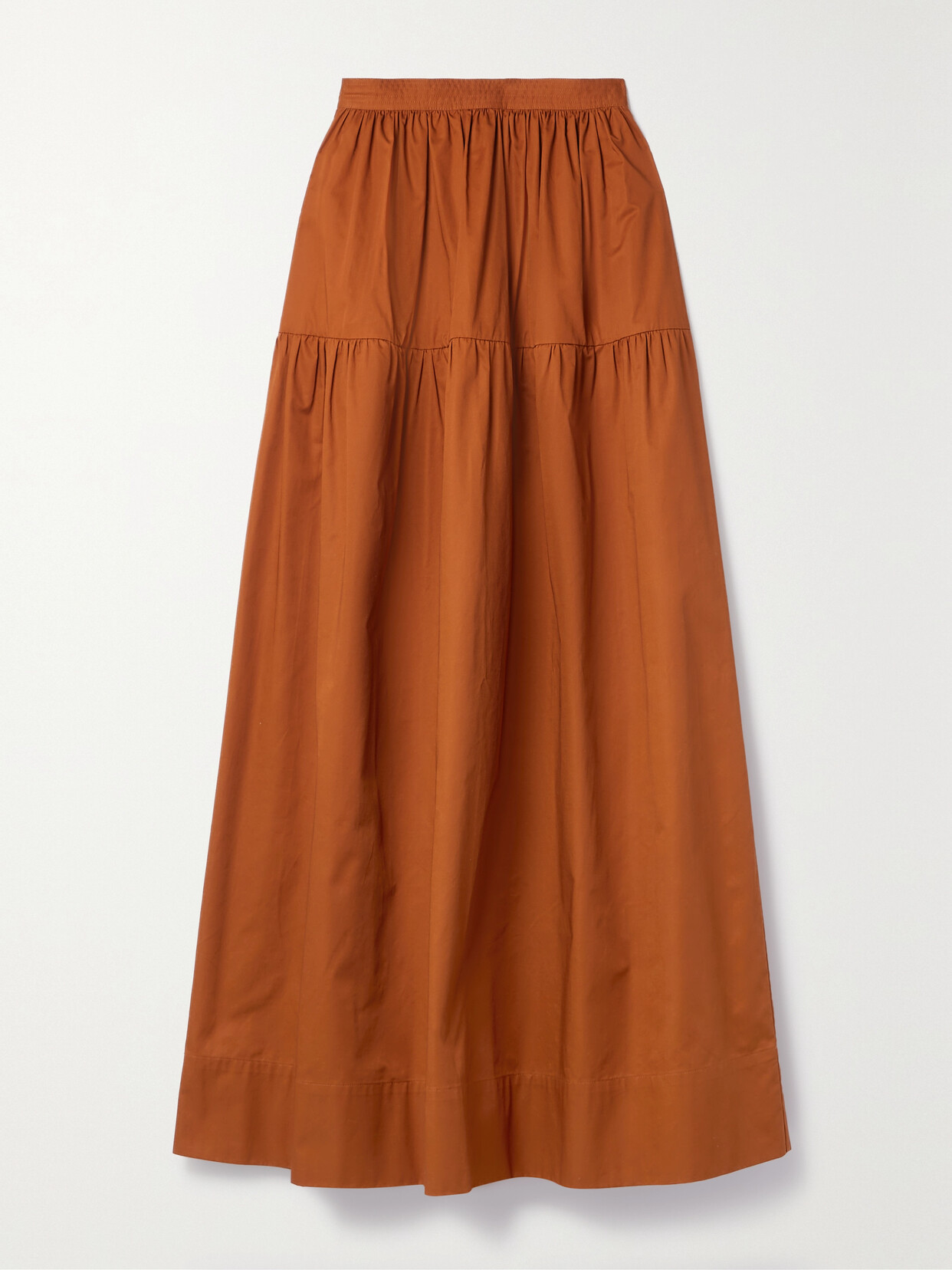 Co - Tiered Cotton-poplin Maxi Skirt - Brown