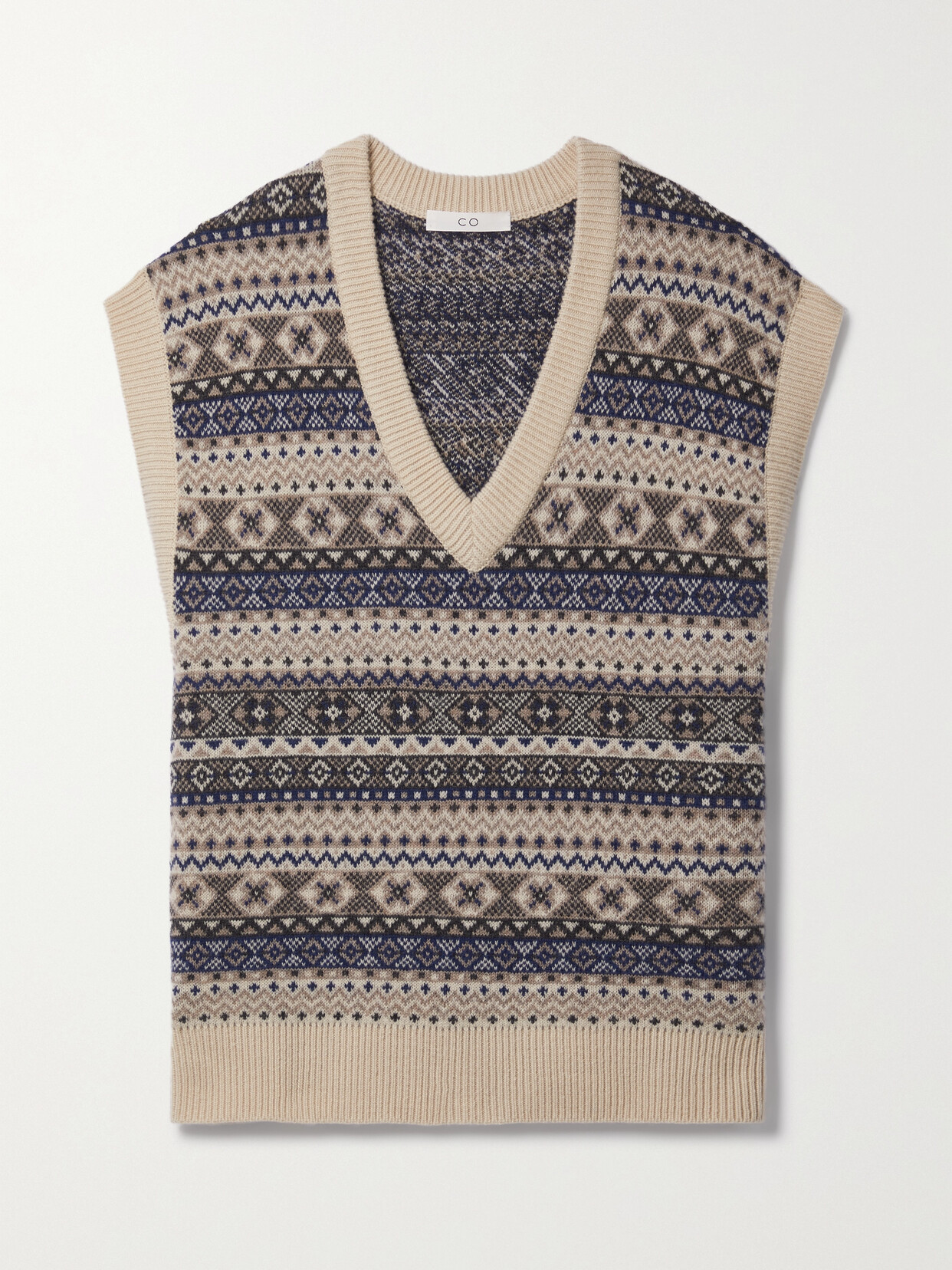 Co - Fair Isle Intarsia Cashmere Vest - Gray