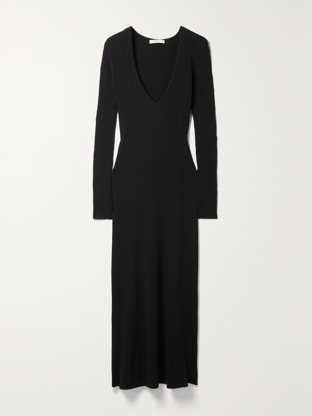 Co Ribbed-knit Midi Dress - Black