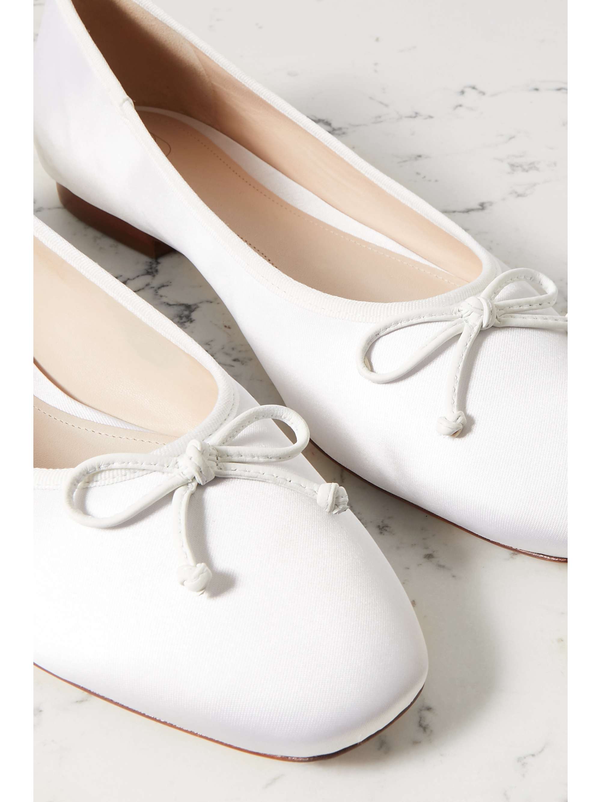 PORTE & PAIRE Bow-embellished satin ballet flats