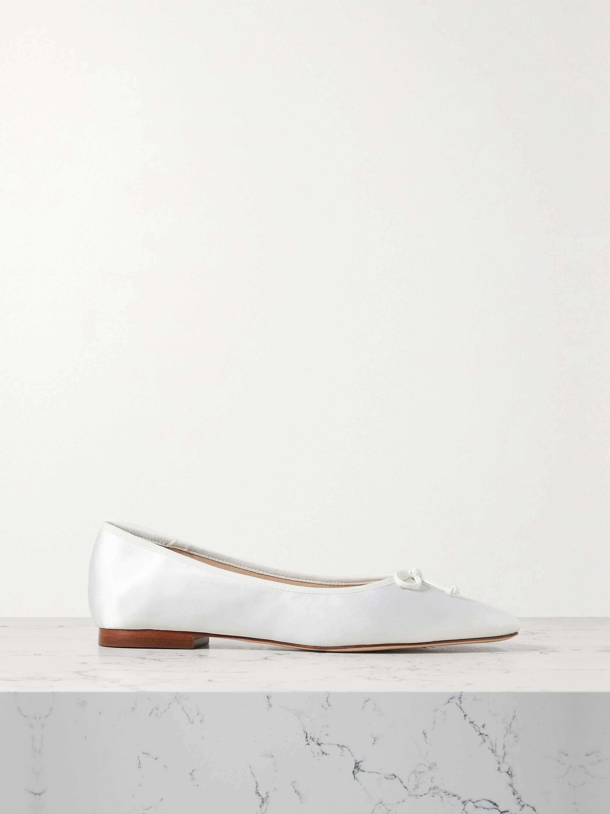 PORTE & PAIRE Bow-embellished satin ballet flats