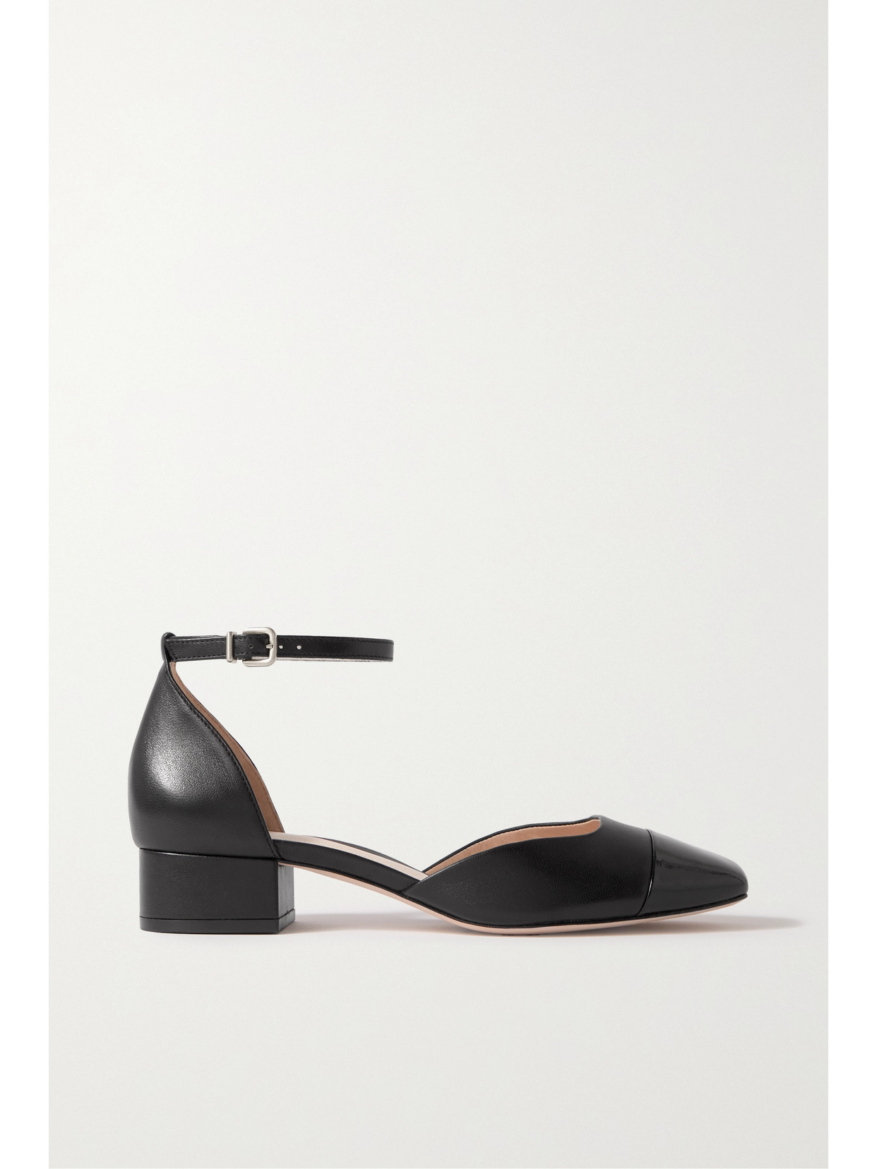 Porte & Paire - Patent-trimmed Leather Pumps - Black