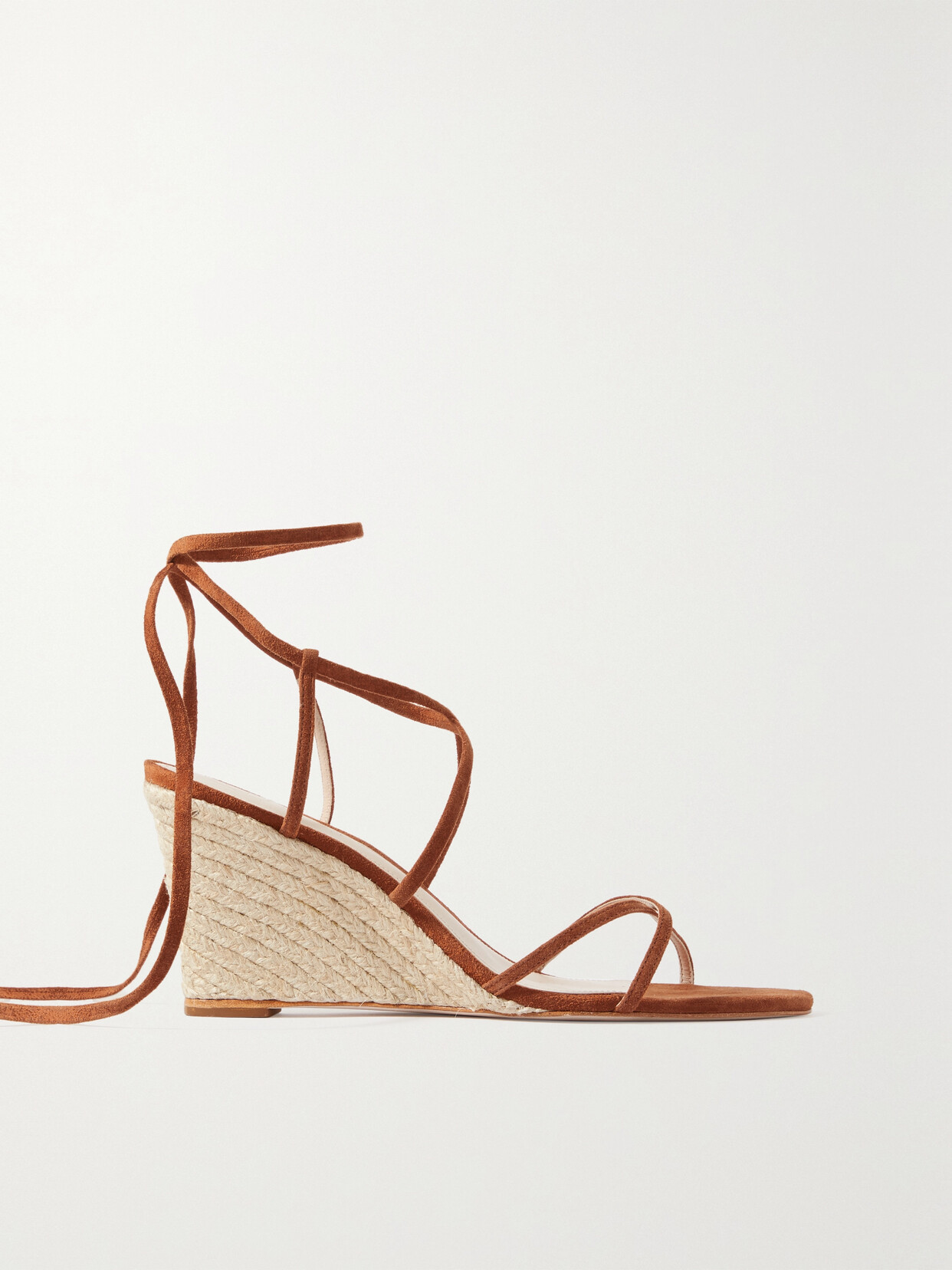 Porte & Paire - Suede Espadrille Wedge Sandals - Brown