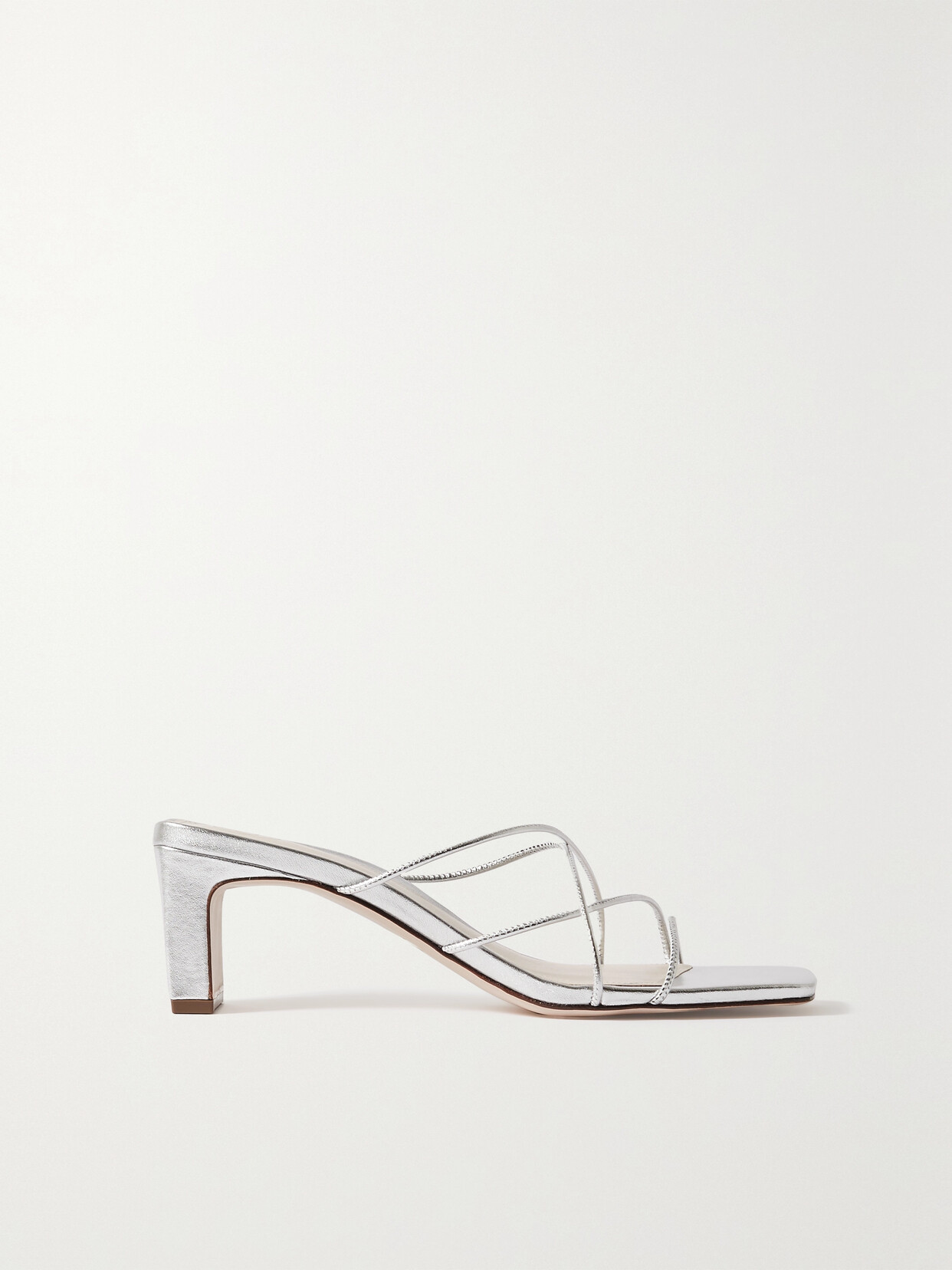 Porte & Paire - Metallic Leather Mules - Silver