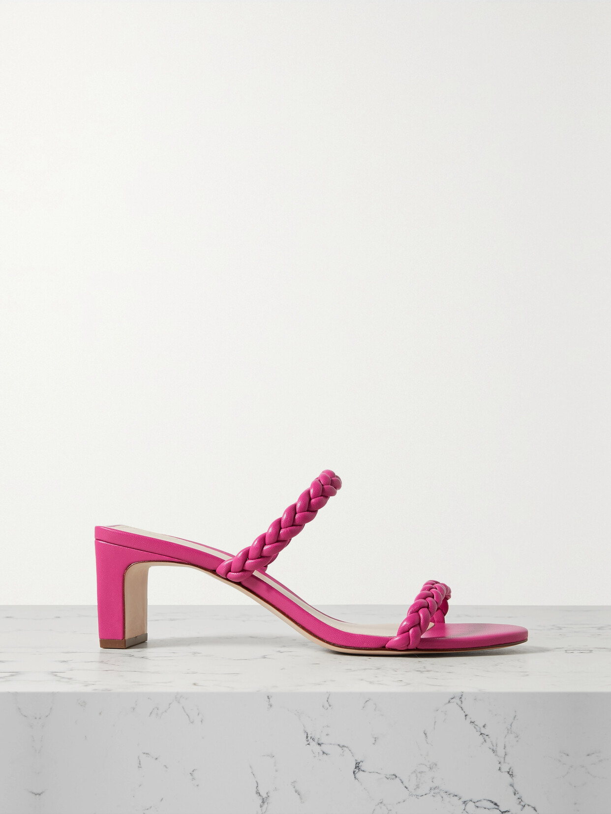 Porte & Paire Braided Leather Mules In Pink