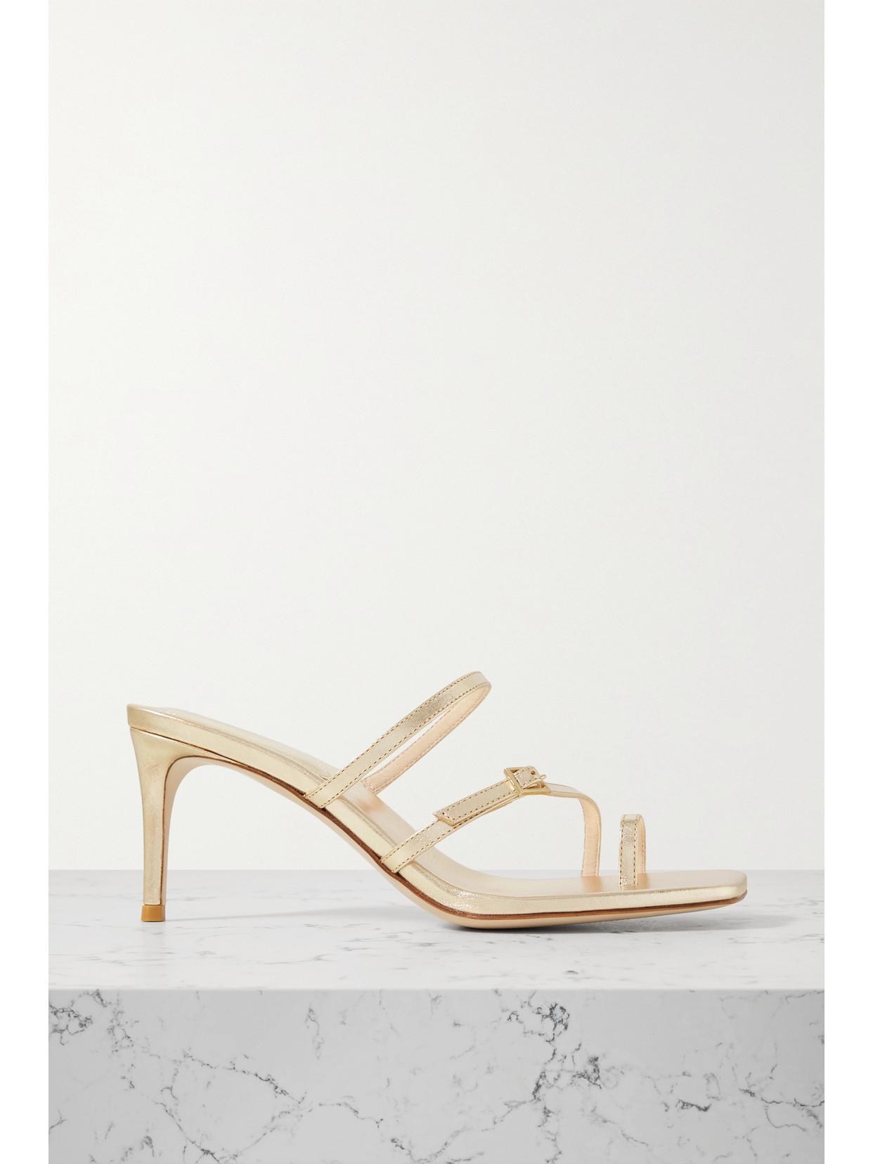Porte & Paire Metallic Leather Sandals