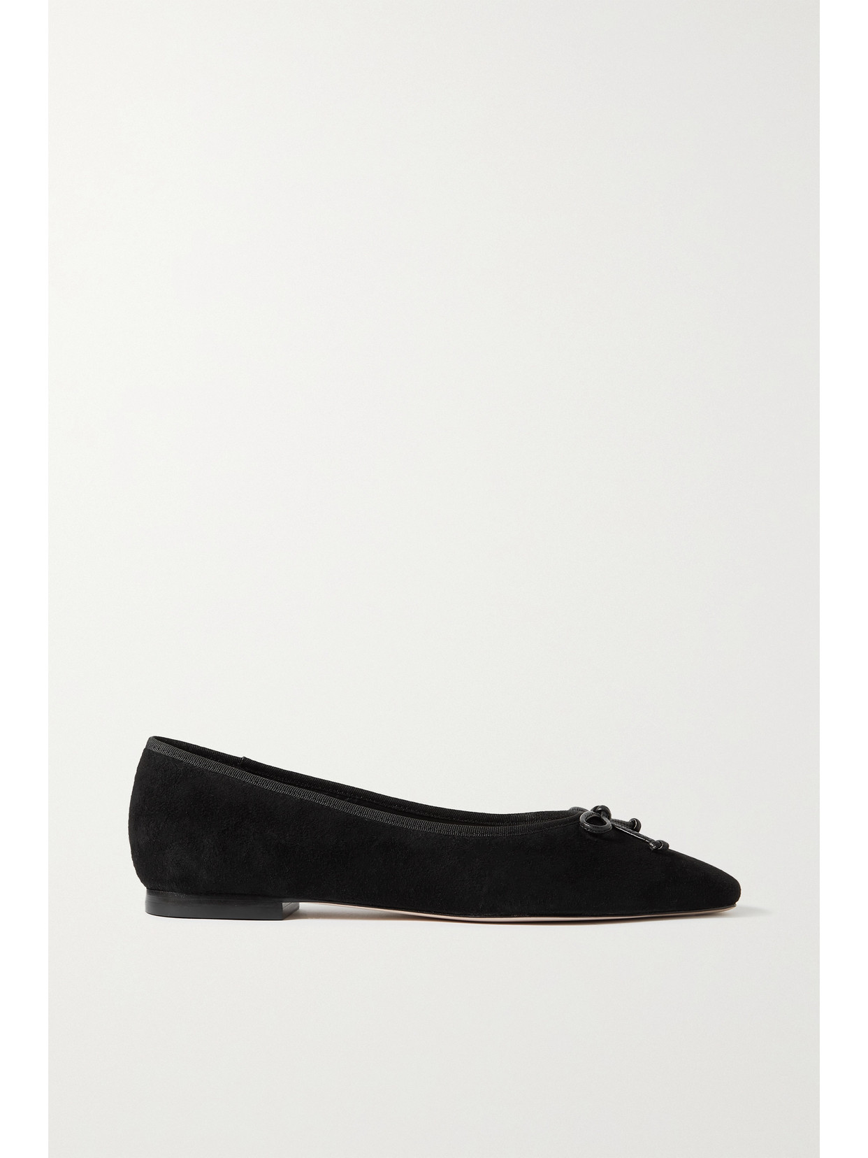 Porte & Paire - Bow-embellished Suede Ballet Flats - Black