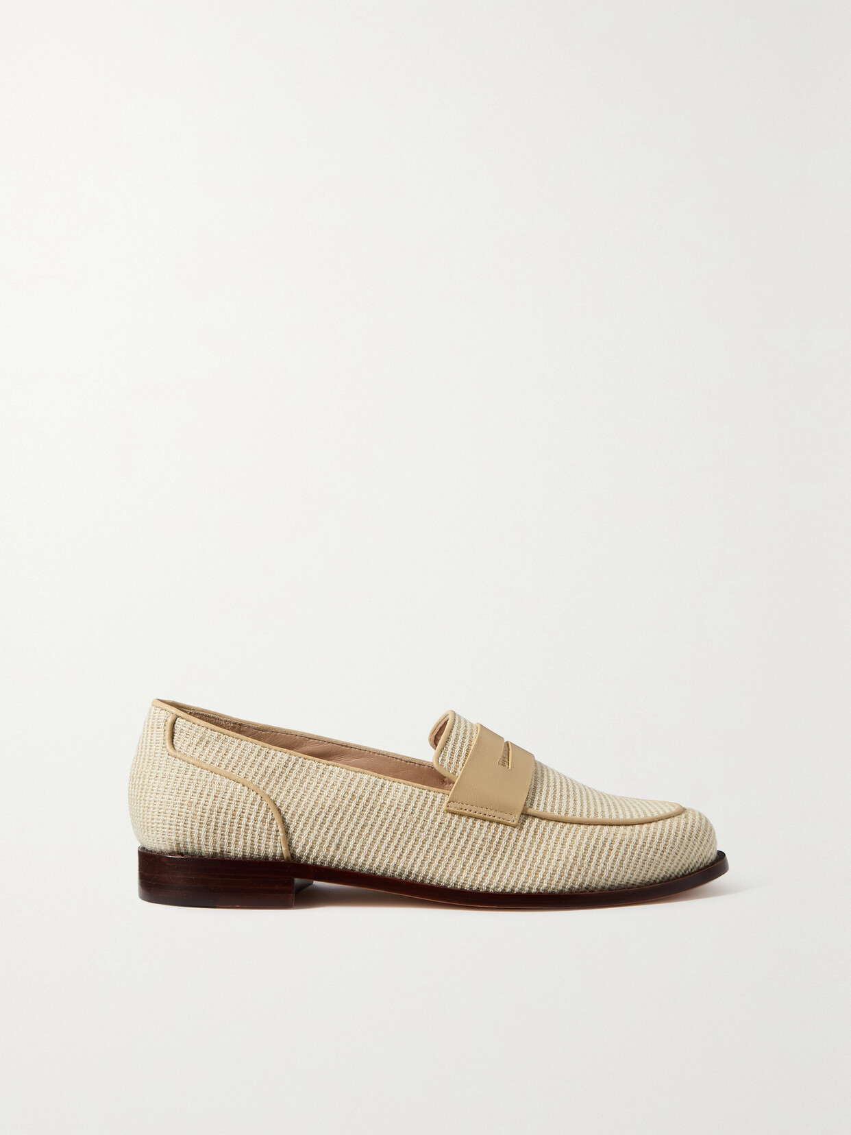 Porte & Paire - Leather-trimmed Raffia Loafers - Neutrals