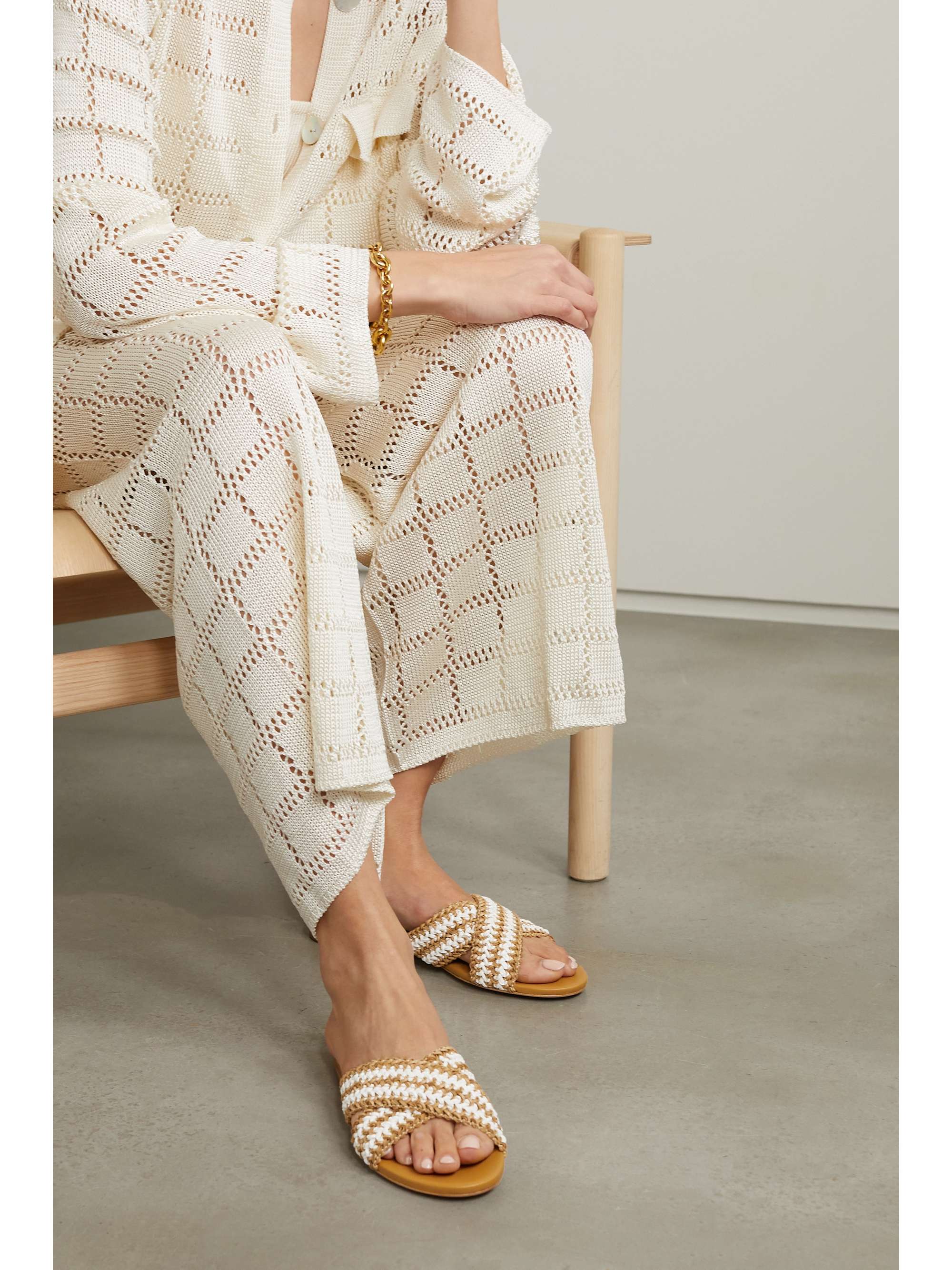 PORTE & PAIRE Crocheted leather sandals