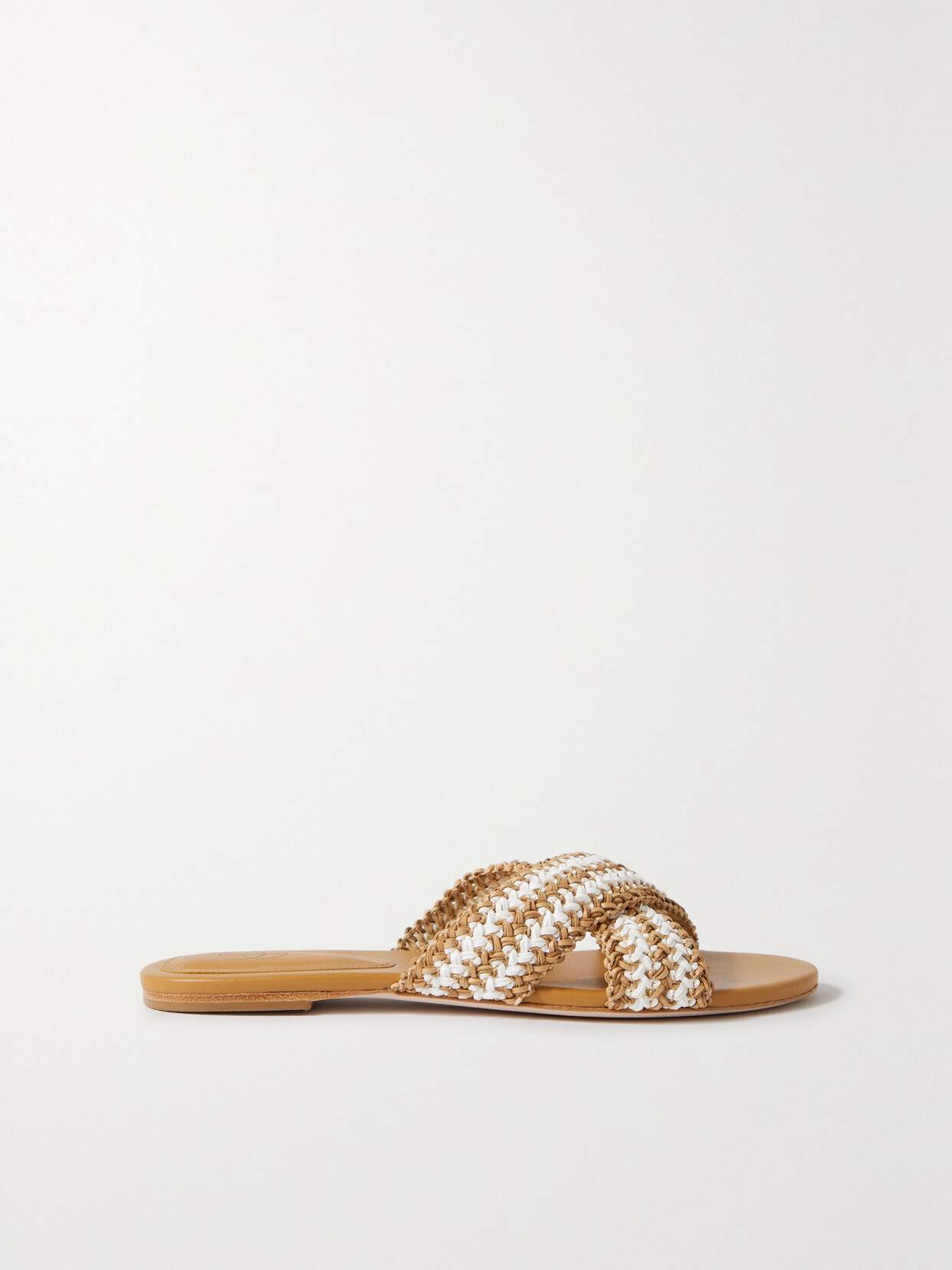 Porte & Paire - Crocheted Leather Slides - Brown