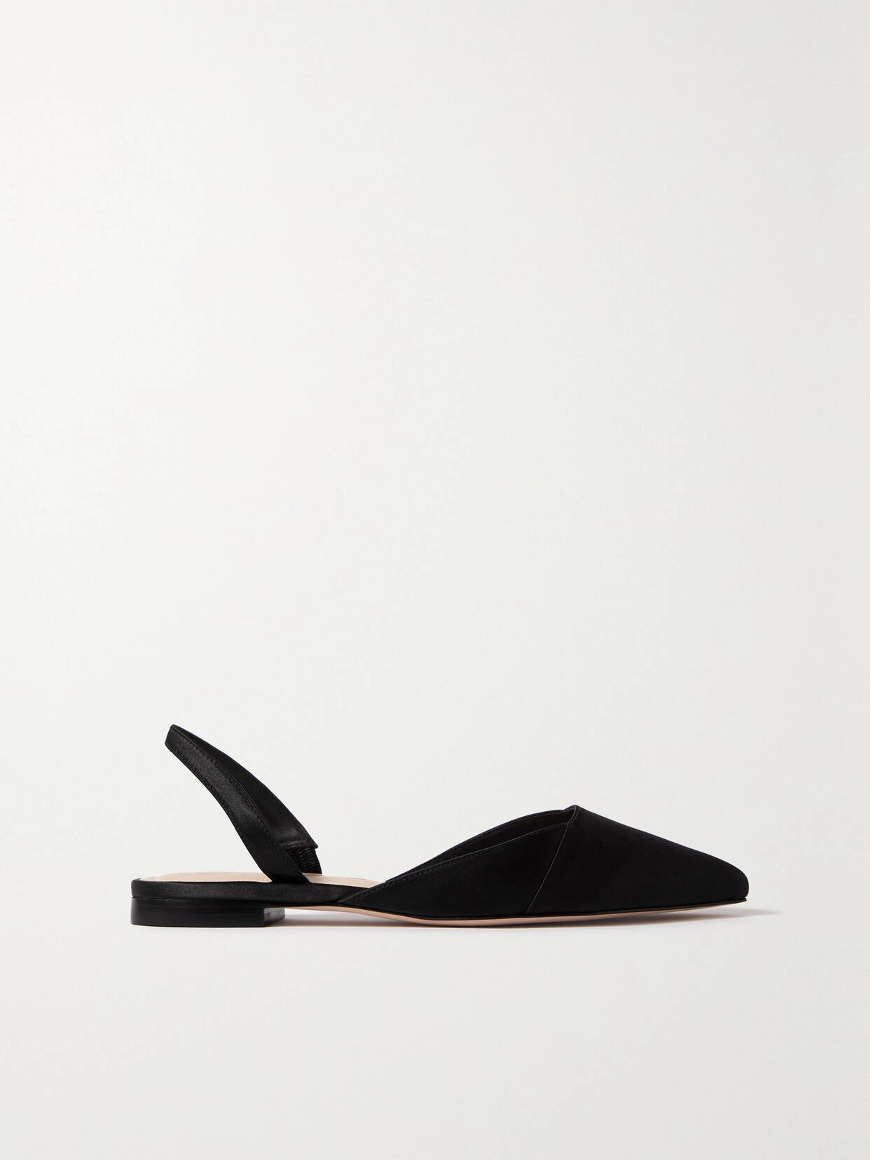 Porte & Paire - Satin Slingback Point-toe Flats - Black