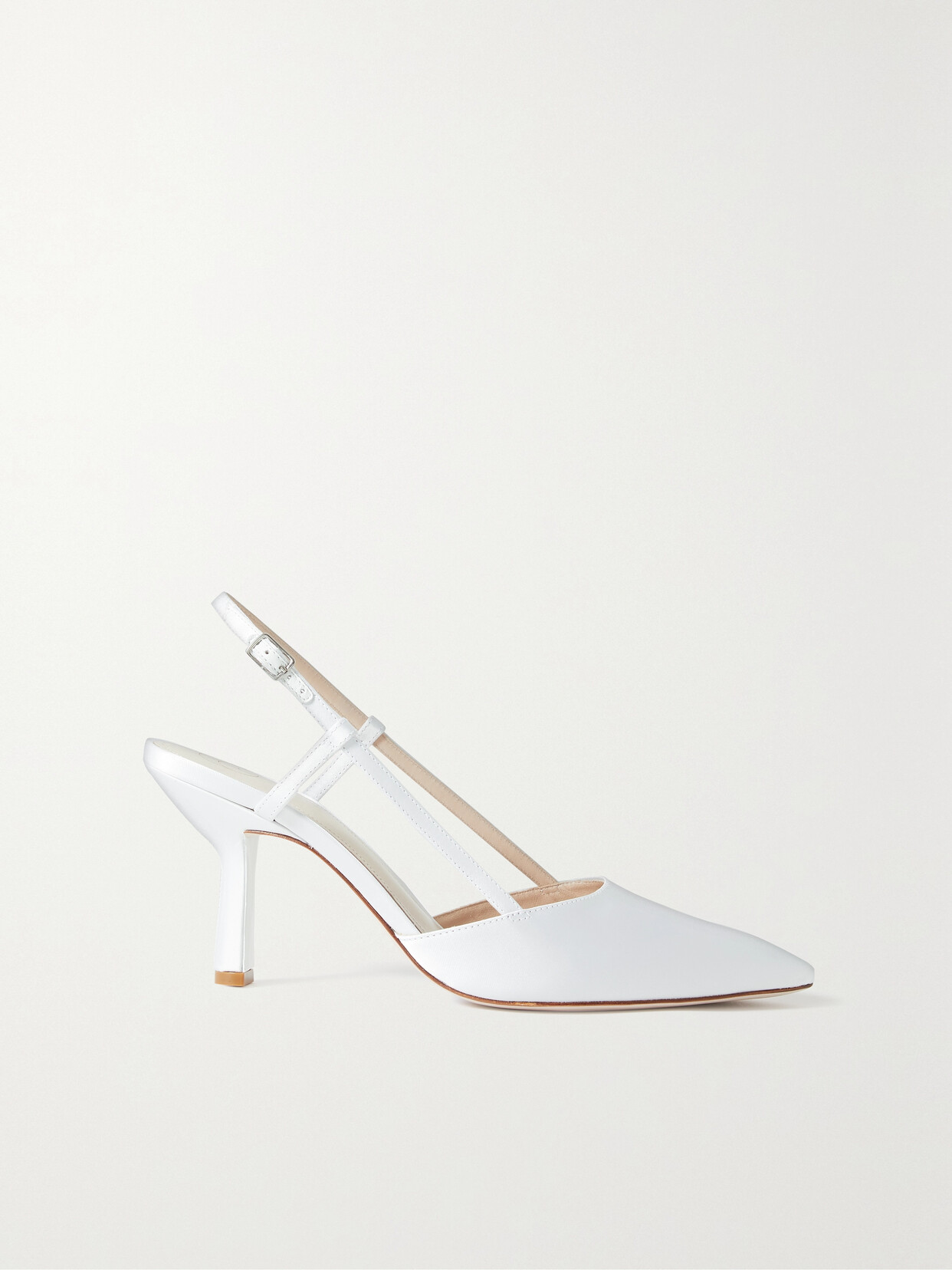 Porte & Paire - Satin Slingback Pumps - White