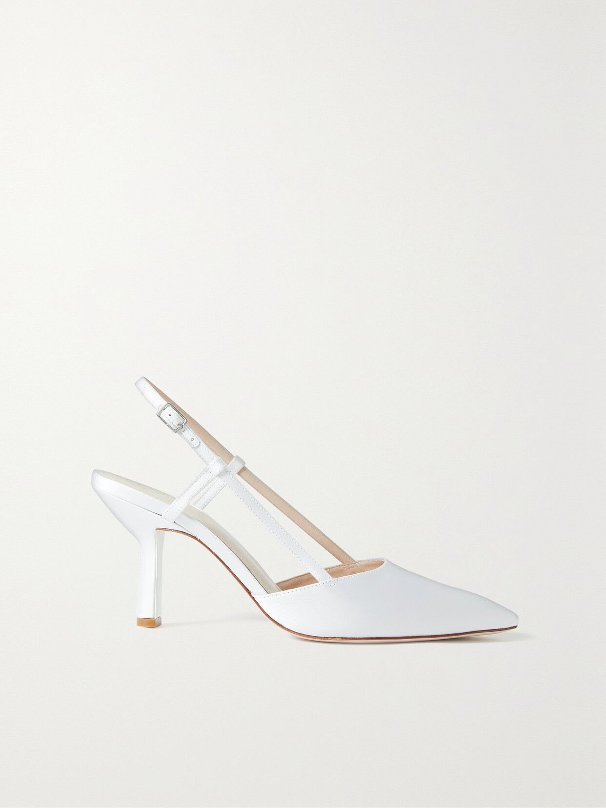 Porte & Paire - Satin Slingback Pumps - White