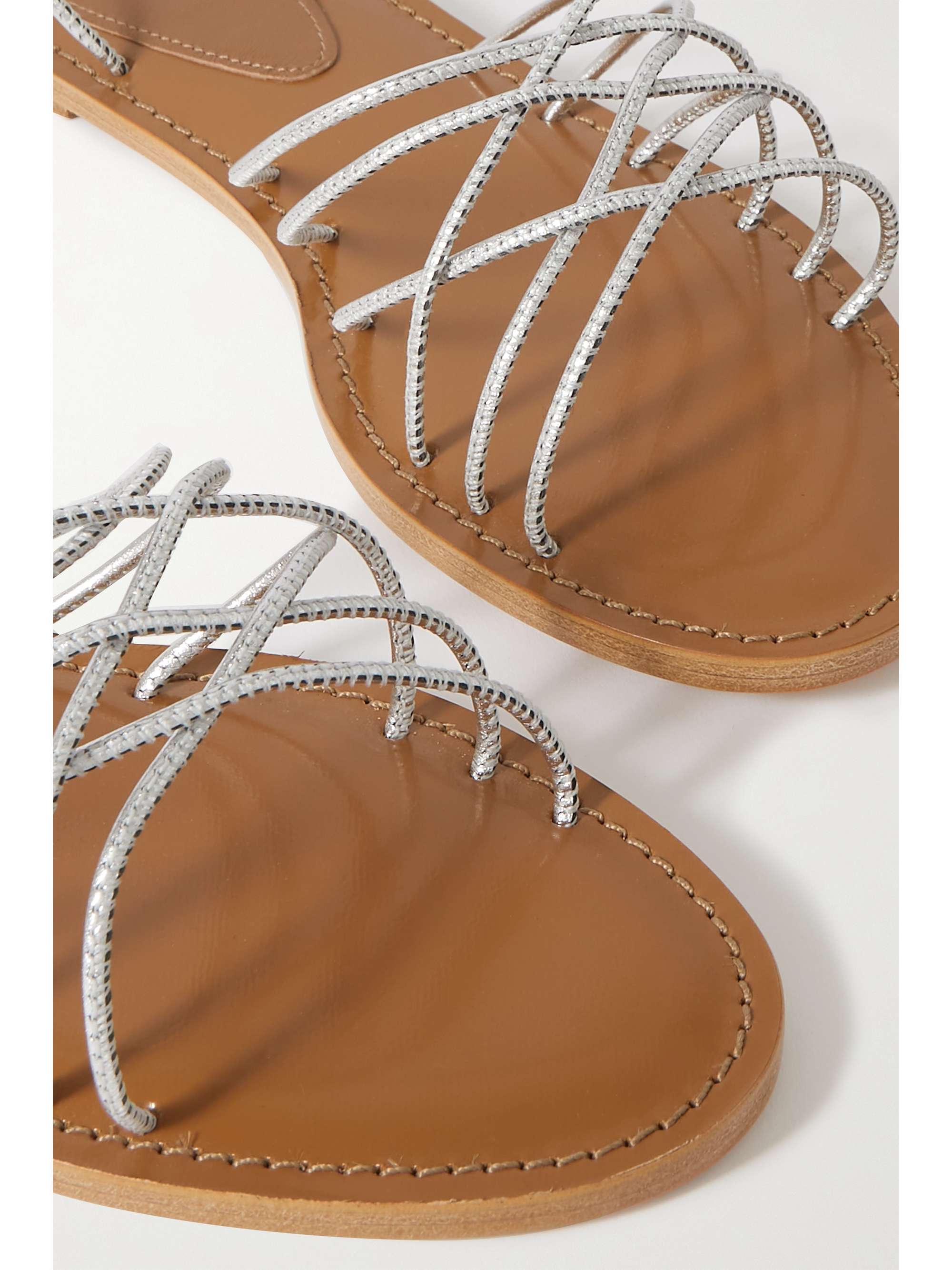 PORTE & PAIRE Metallic leather sandals