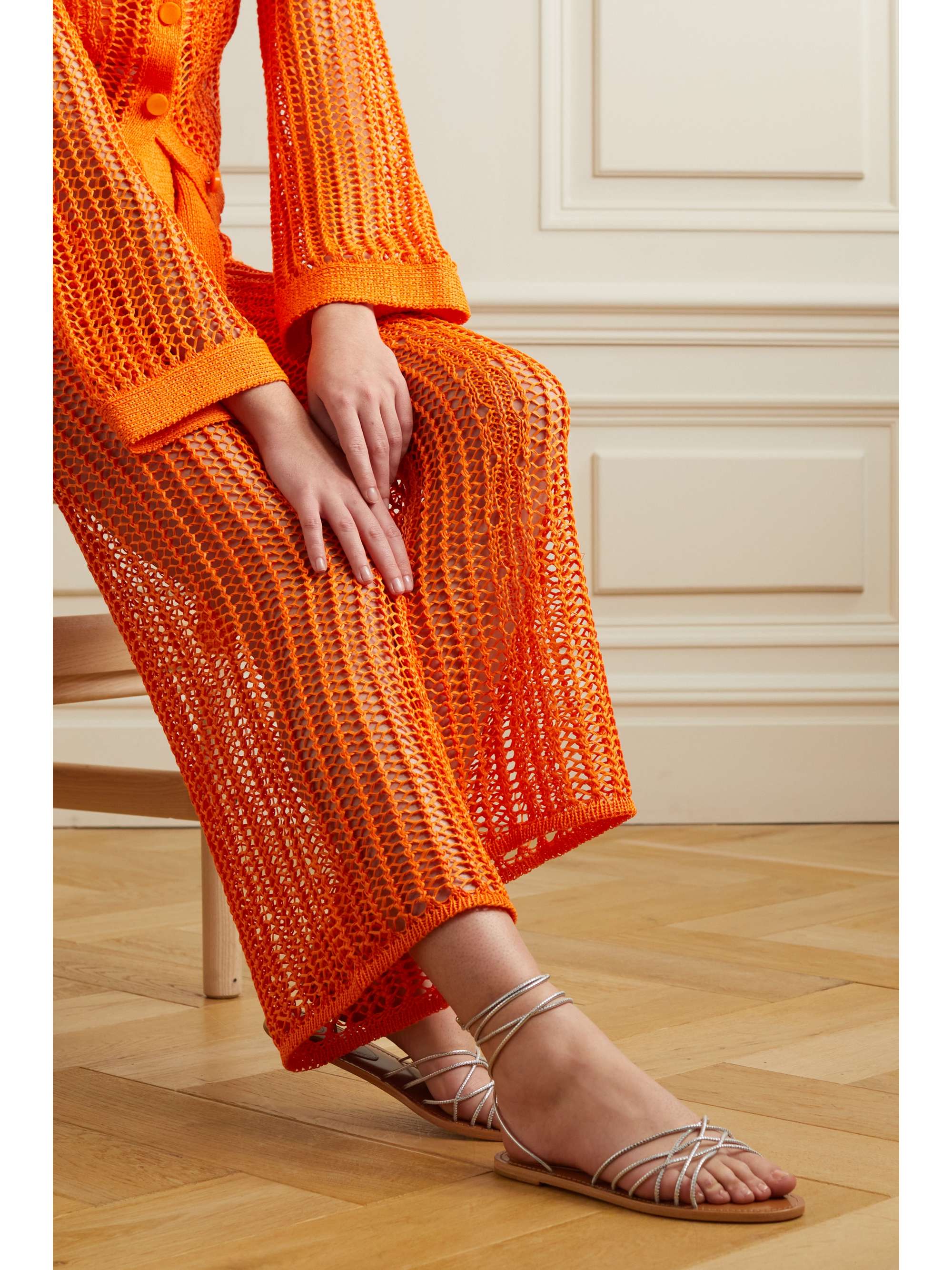 PORTE & PAIRE Metallic leather sandals