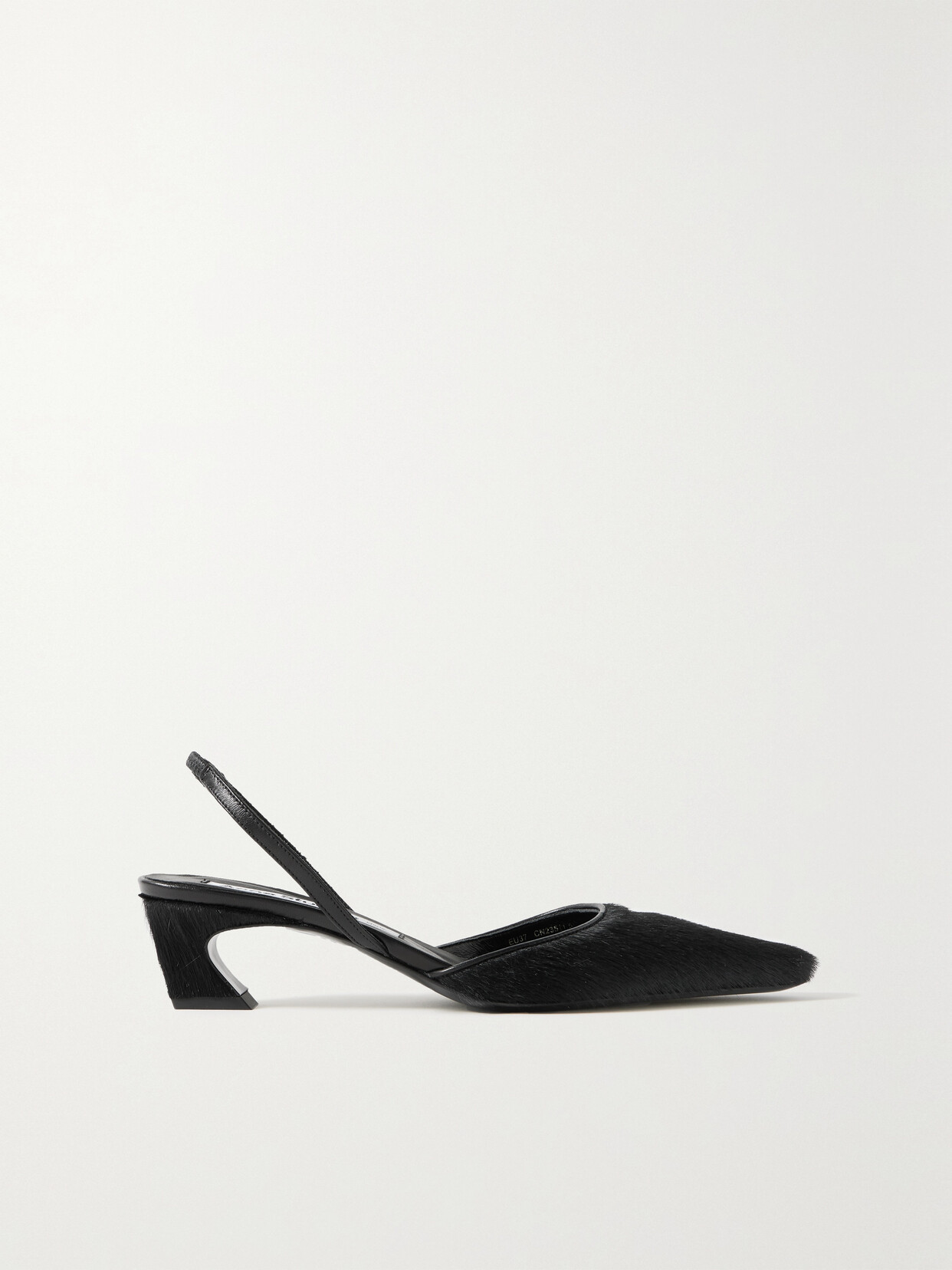 Shop Acne Studios + Net Sustain Leather-trimmed Calf Hair Slingback Pumps In Black