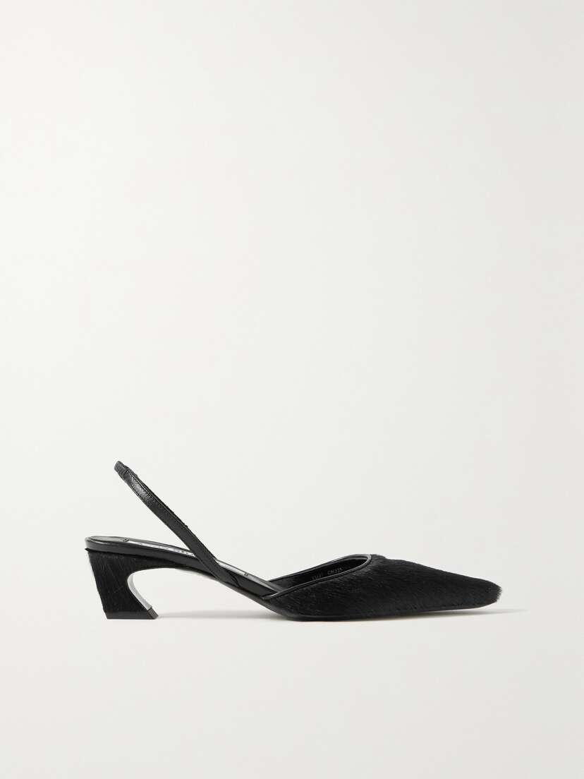 Acne Studios + Net Sustain Leather-trimmed Calf Hair Slingback Pumps