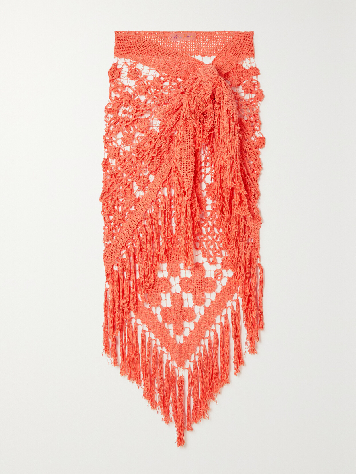 Alix Pinho La Marina Crocheted Cotton Pareo In Orange