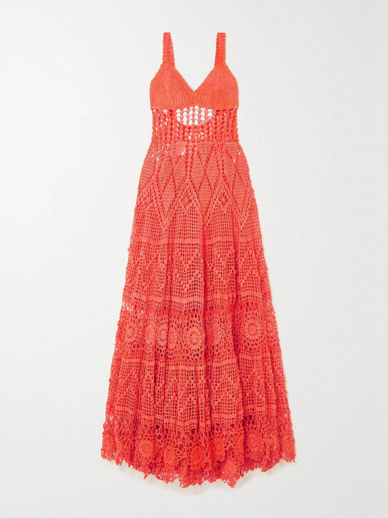 Alix Pinho Sophia Open-back Crocheted Cotton Maxi Dress In Orange