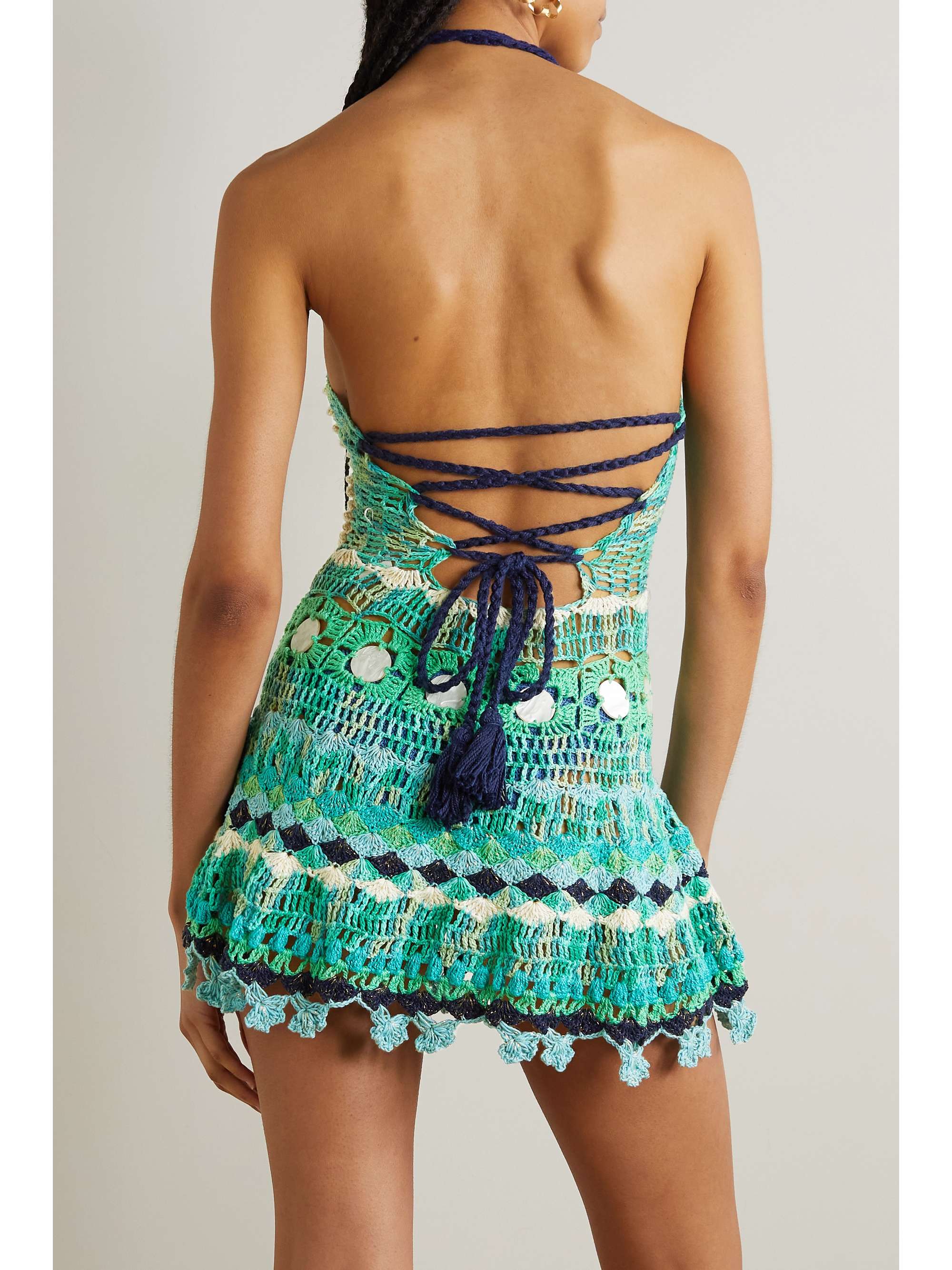 ALIX PINHO Embellished crocheted mini dress NETAPORTER