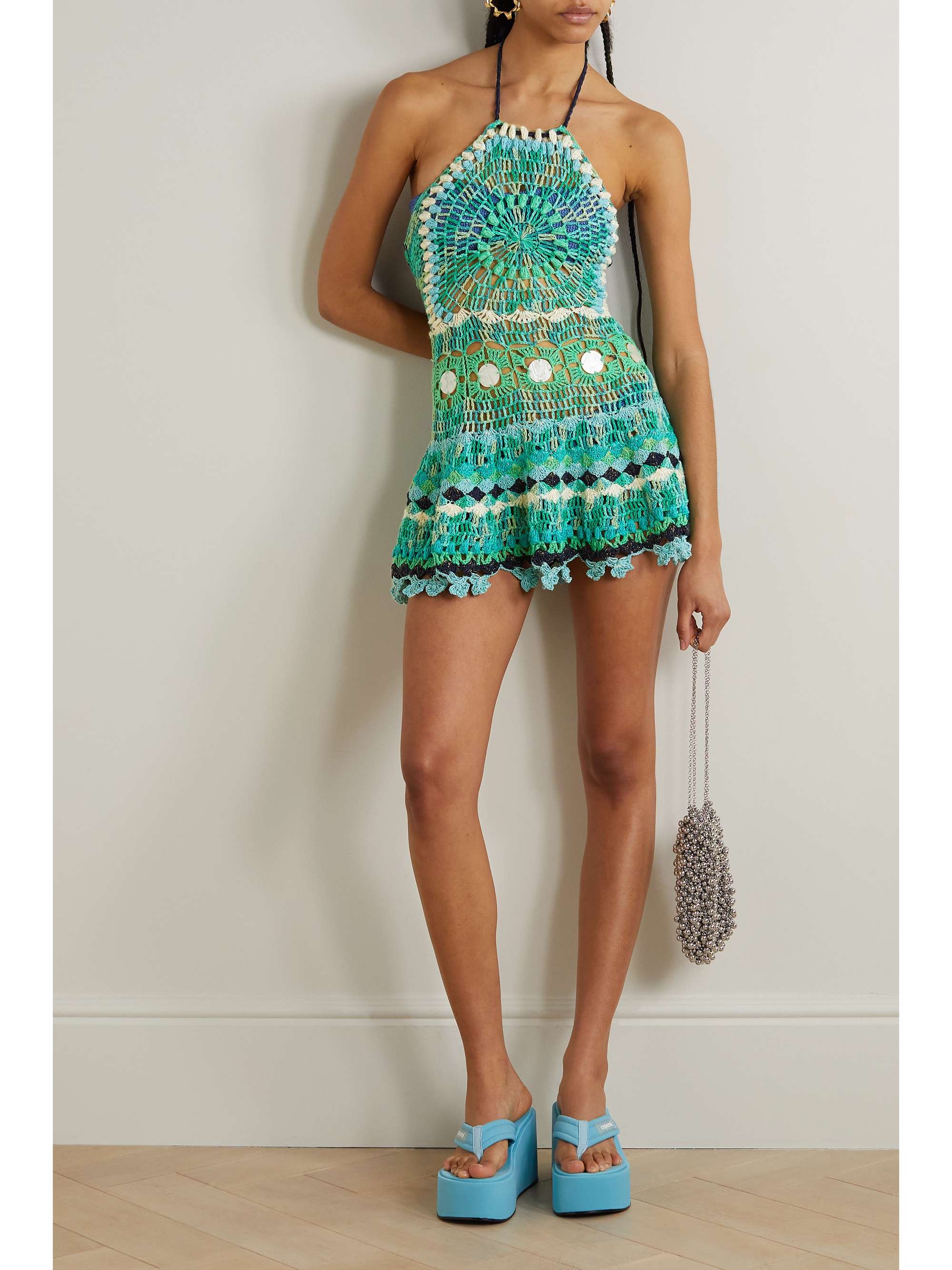 ALIX PINHO Embellished crocheted mini dress NETAPORTER
