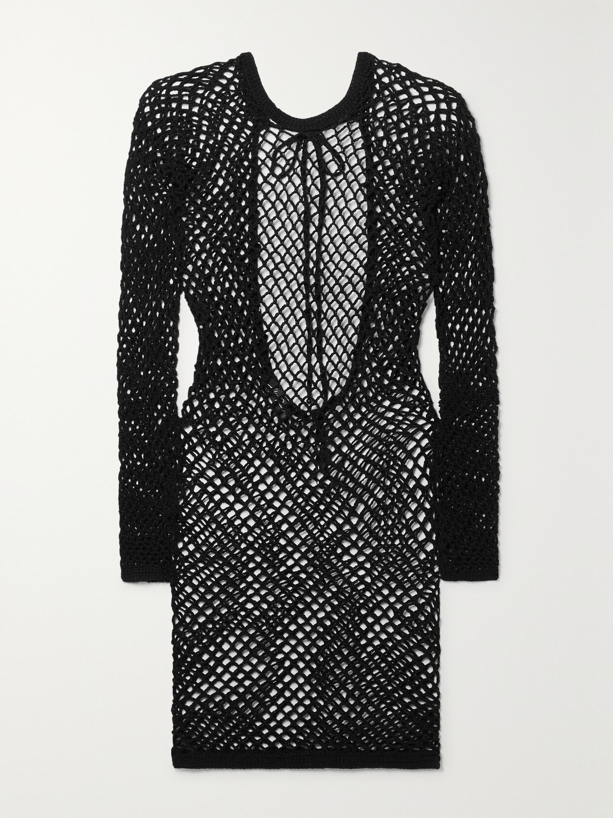 Alix Pinho Duda Cutout Crocheted-cotton Mini Dress In Black