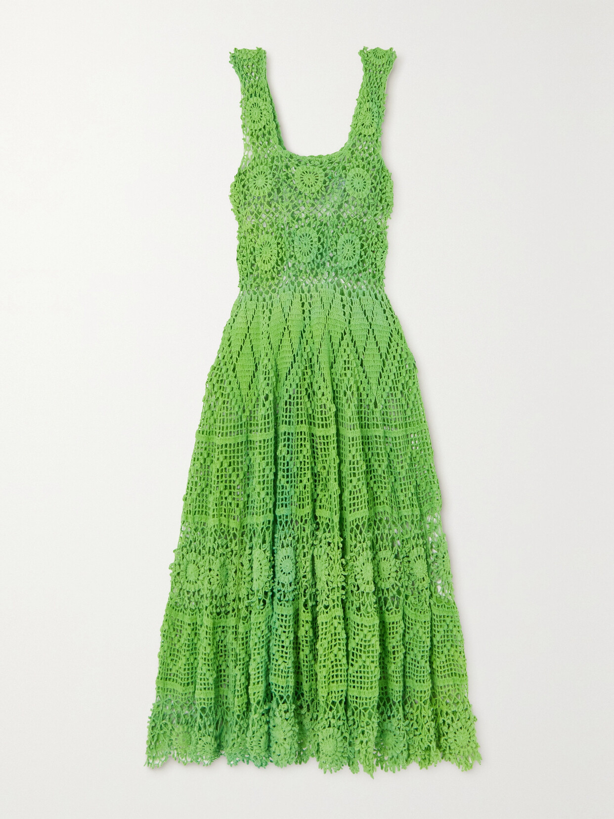 Alix Pinho Crocheted Cotton Midi Dress In Green