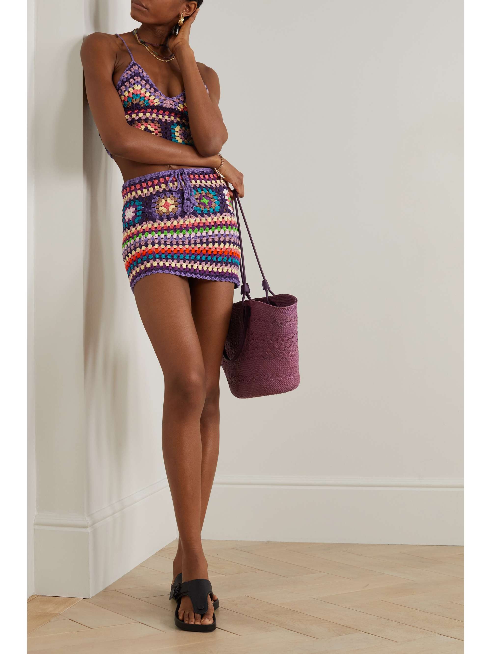 ALIX PINHO + NET SUSTAIN crocheted cotton mini skirt NETAPORTER