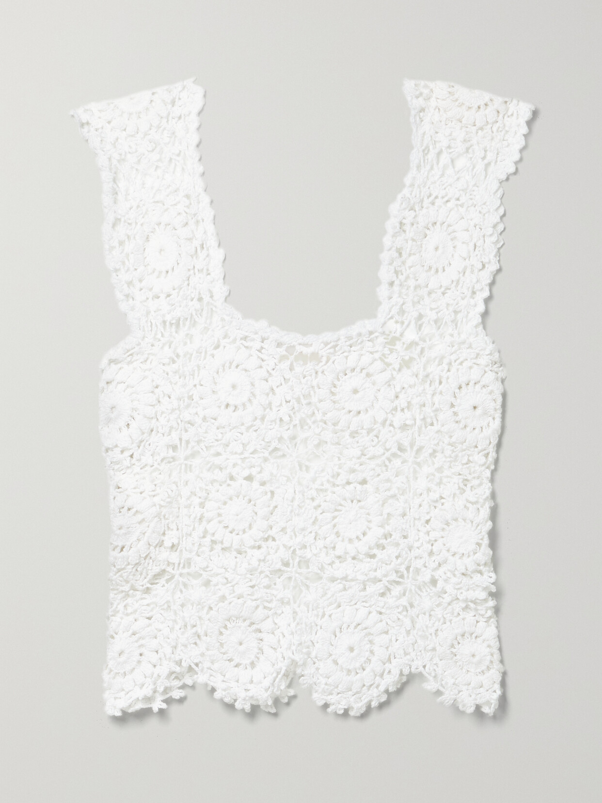 Alix Pinho Maya Cropped Crocheted Cotton Top In White