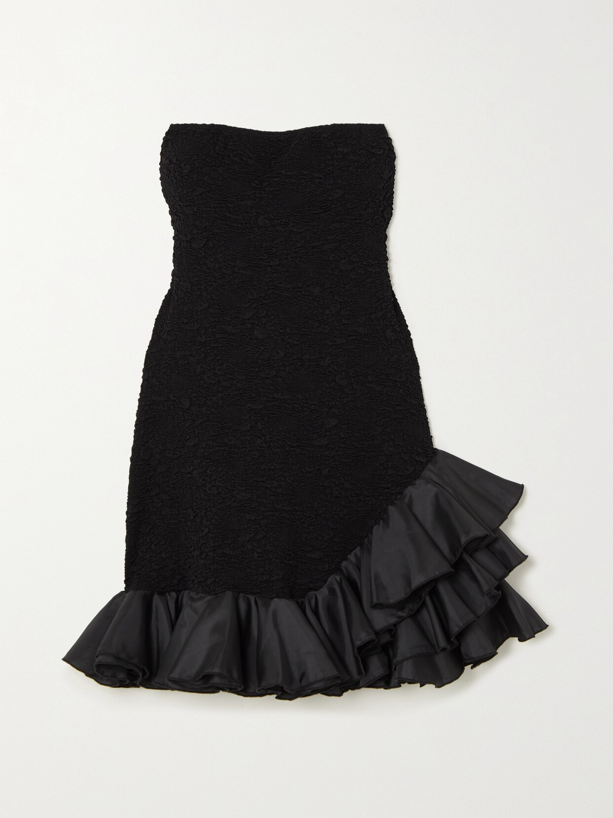 Leslie Amon Carmen Ruffled Shell-trimmed Stretch-jacquard Mini Dress