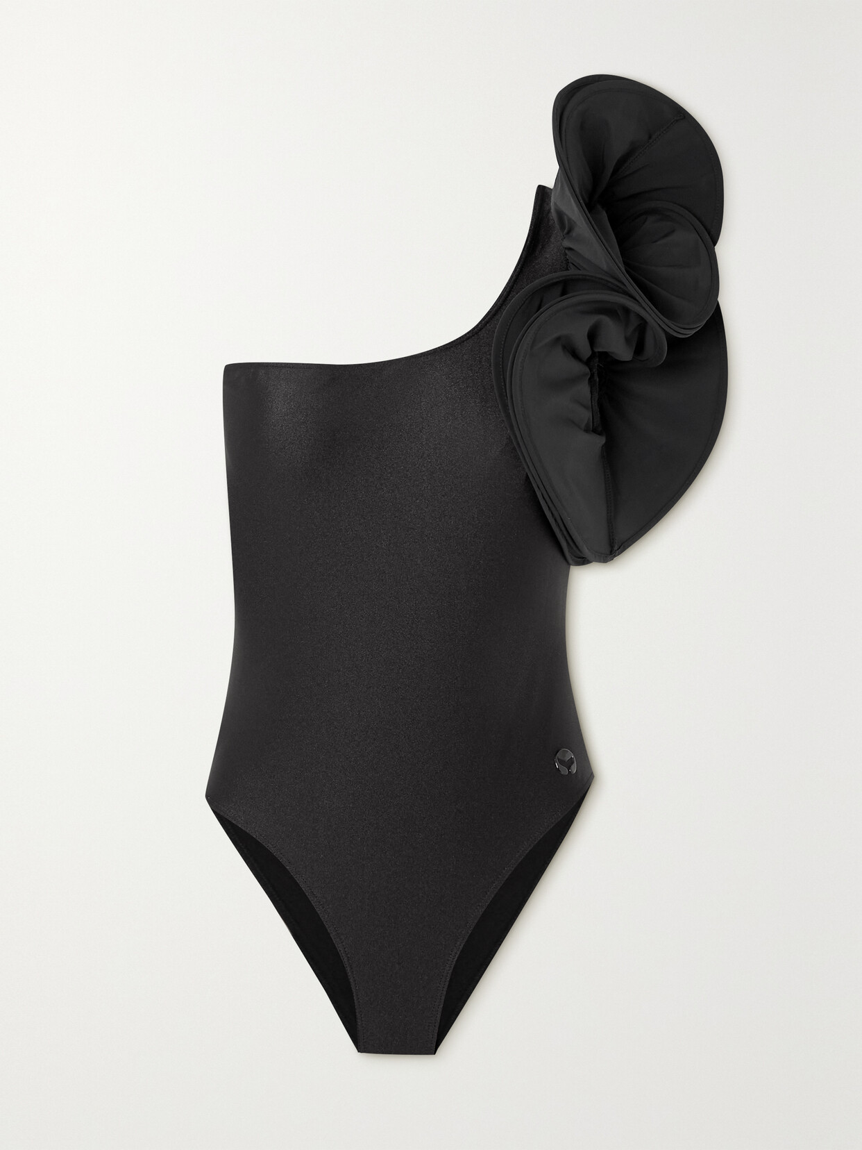 Leslie Amon Carmen Ruffled One-shoulder Swimsuit - Black