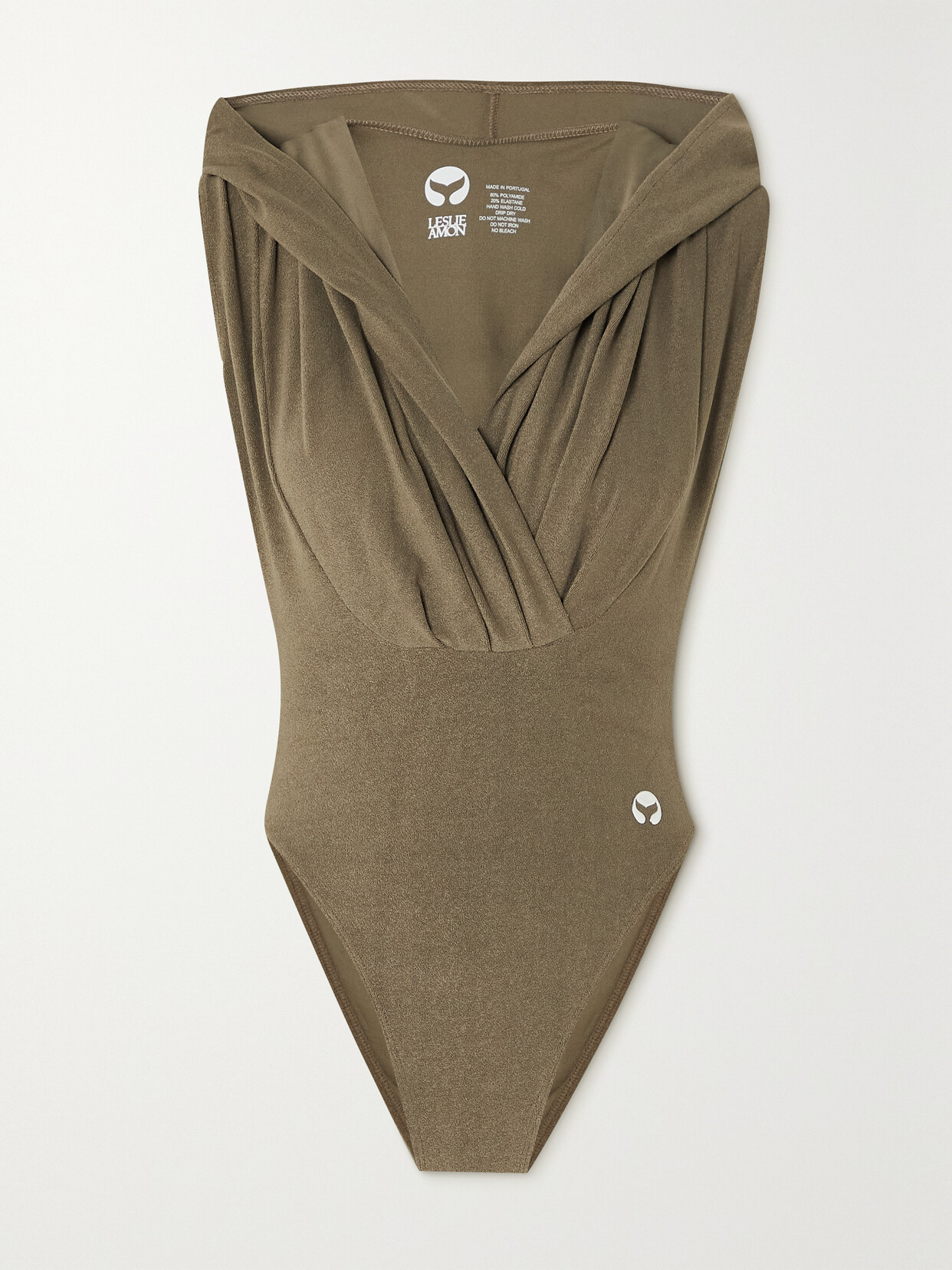 Leslie Amon Grace Hooded Stretch-terry Bodysuit - Neutrals