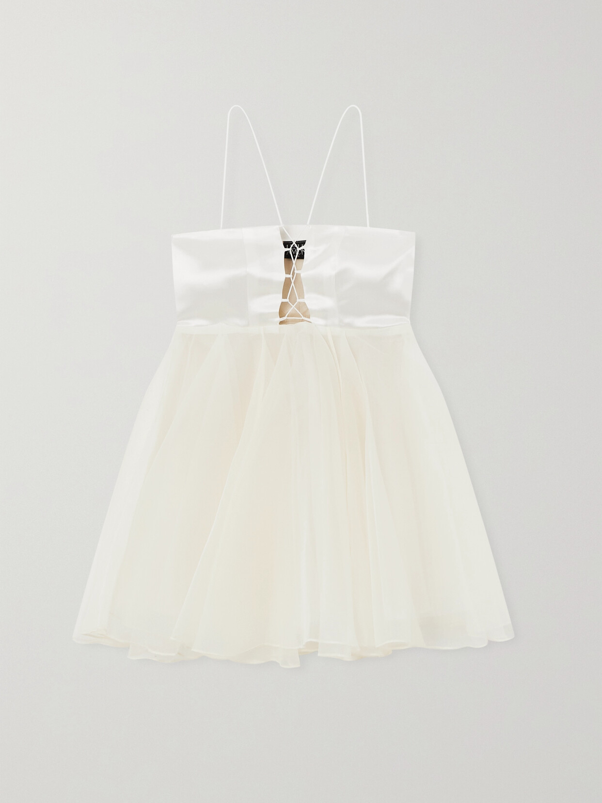 Leslie Amon - Sirene Tulle And Cutout Satin Mini Dress - White