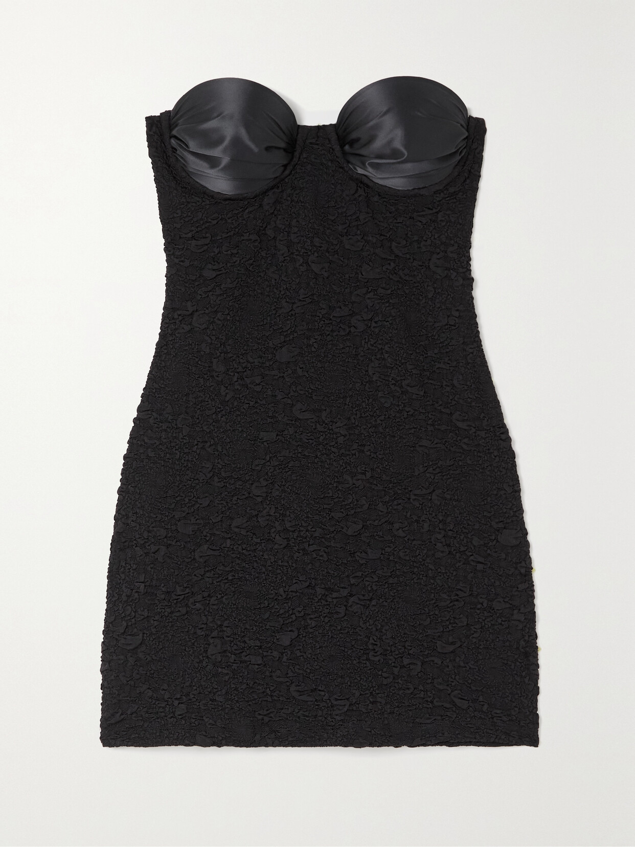 Leslie Amon - Paloma Strapless Satin-trimmed Popcorn Jersey Mini Dress - Black