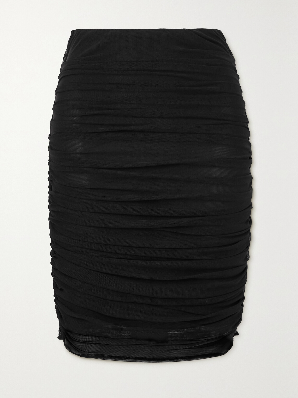 Leslie Amon - Medusa Ruched Stretch-mesh Skirt - Black