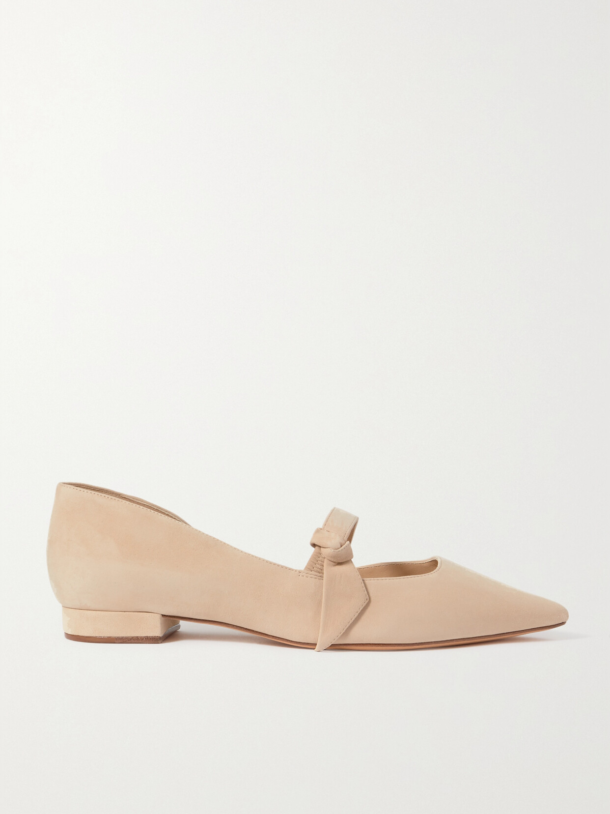 Alexandre Birman - Asymmetric Clarita Bow-detailed Suede Mary Jane Flats - Neutrals