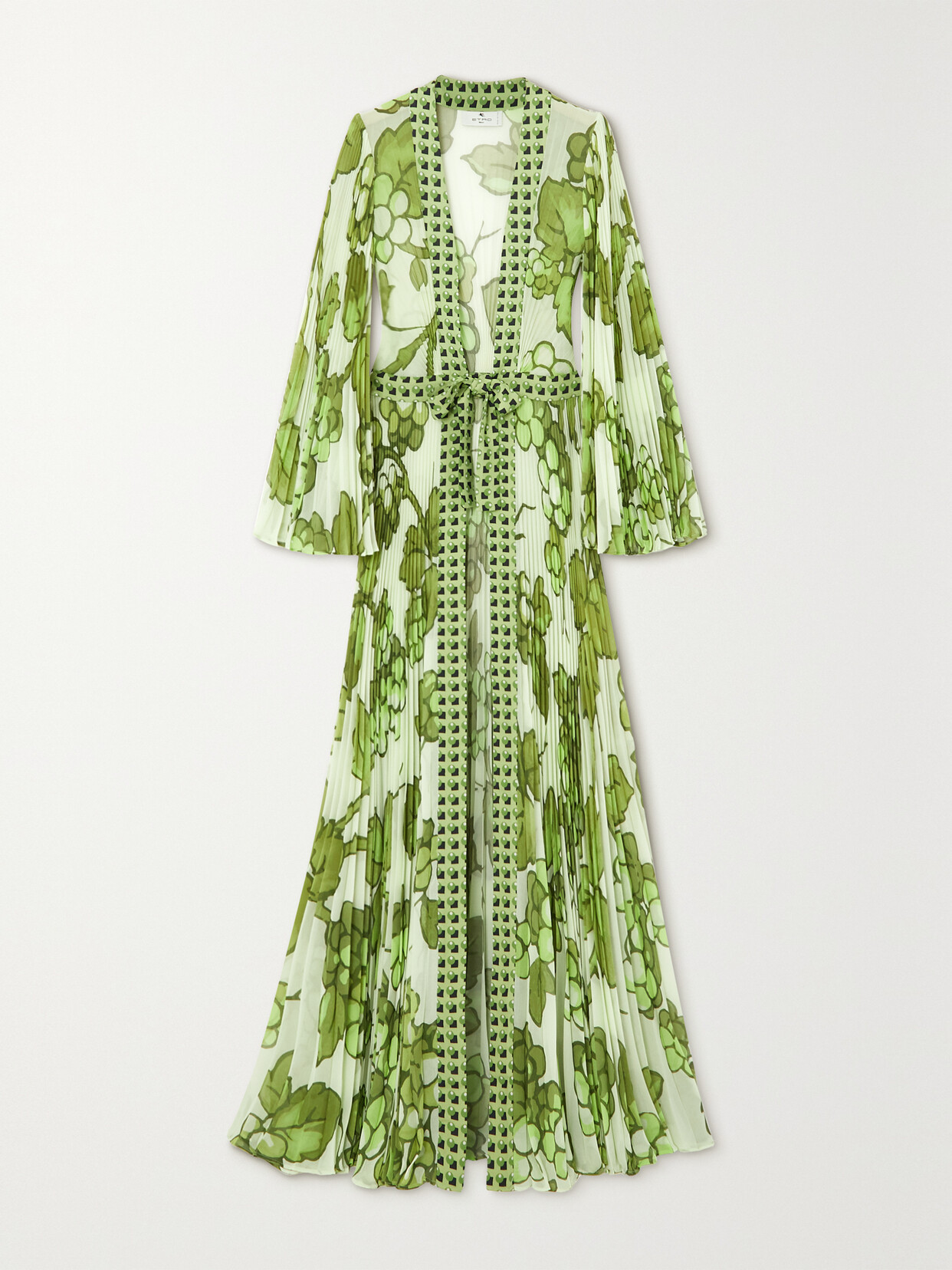 Etro Printed Plissé-georgette Robe - Green