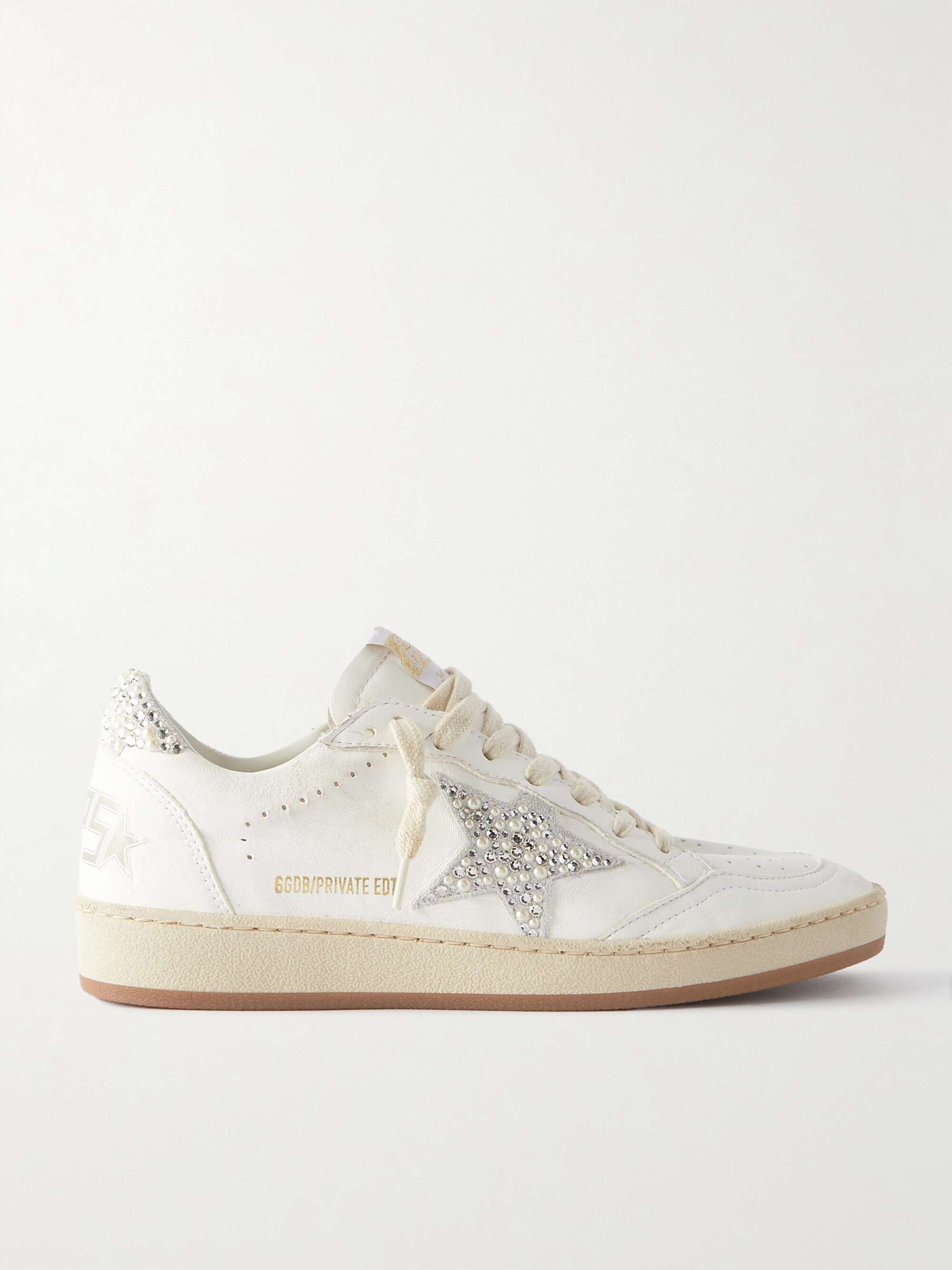 GOLDEN GOOSE Ball Star shearling-lined embellished distressed leather ...