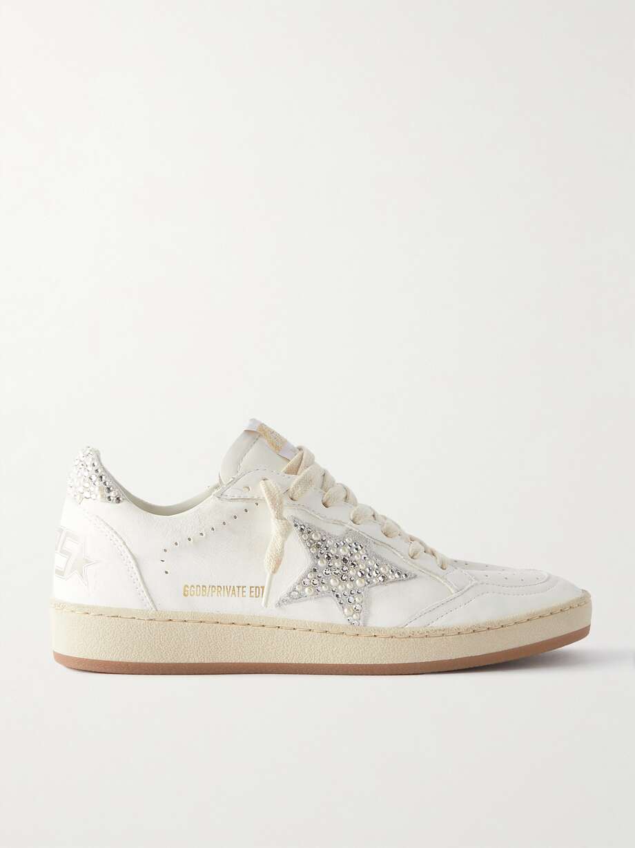 net-a-porter.com | Ball Star Sneakers aus Leder in Distressed-Optik mit Shearling-Futter und Verzierung