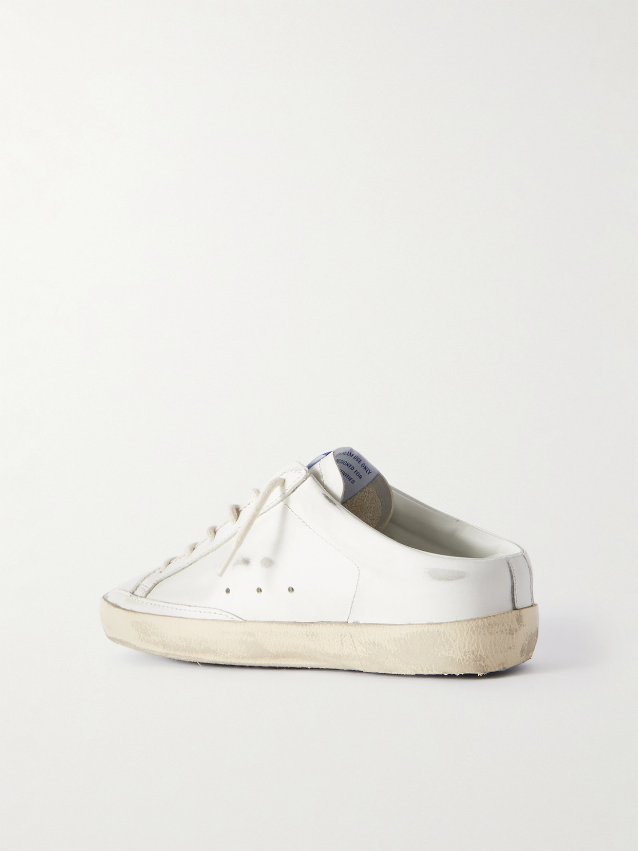 Shop Golden Goose Super-star Sabot Distressed Suede-trimmed Leather Slip-on Sneakers In White