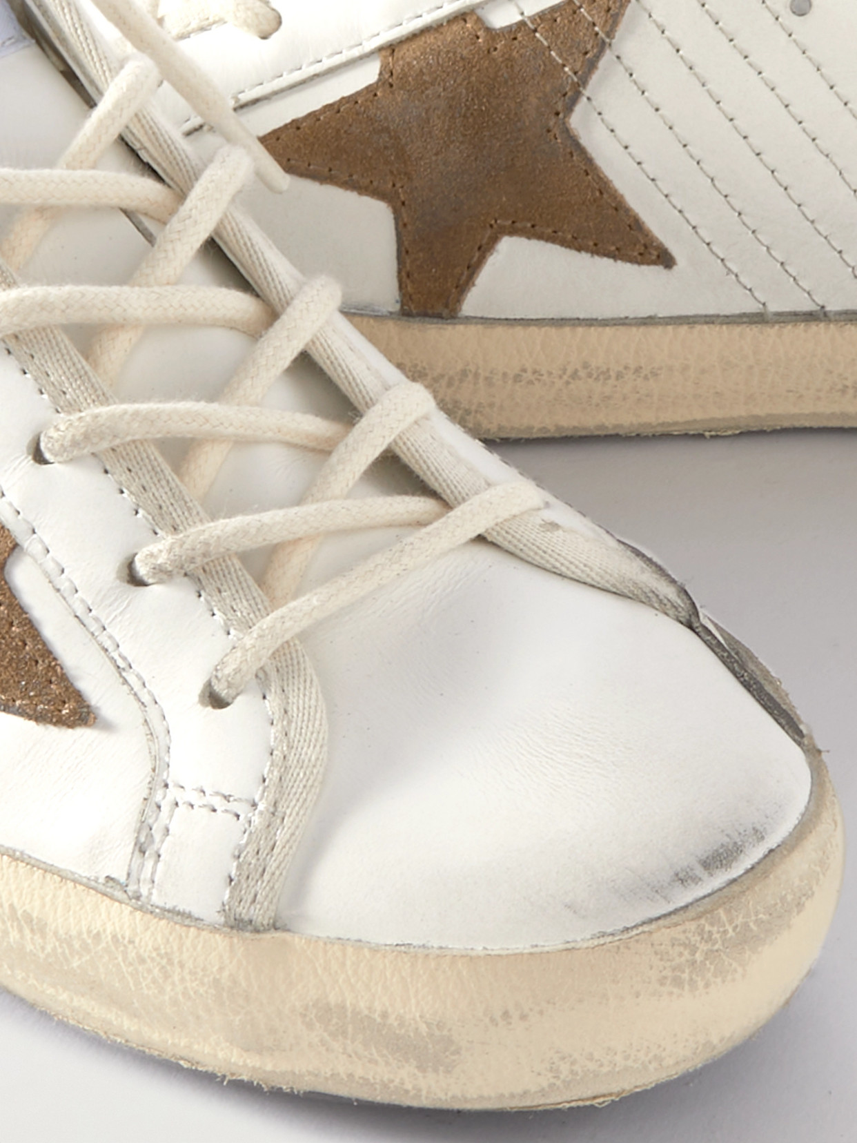 Golden Goose Super-star Sabot Distressed Suede-trimmed Leather Slip-on Sneakers In White