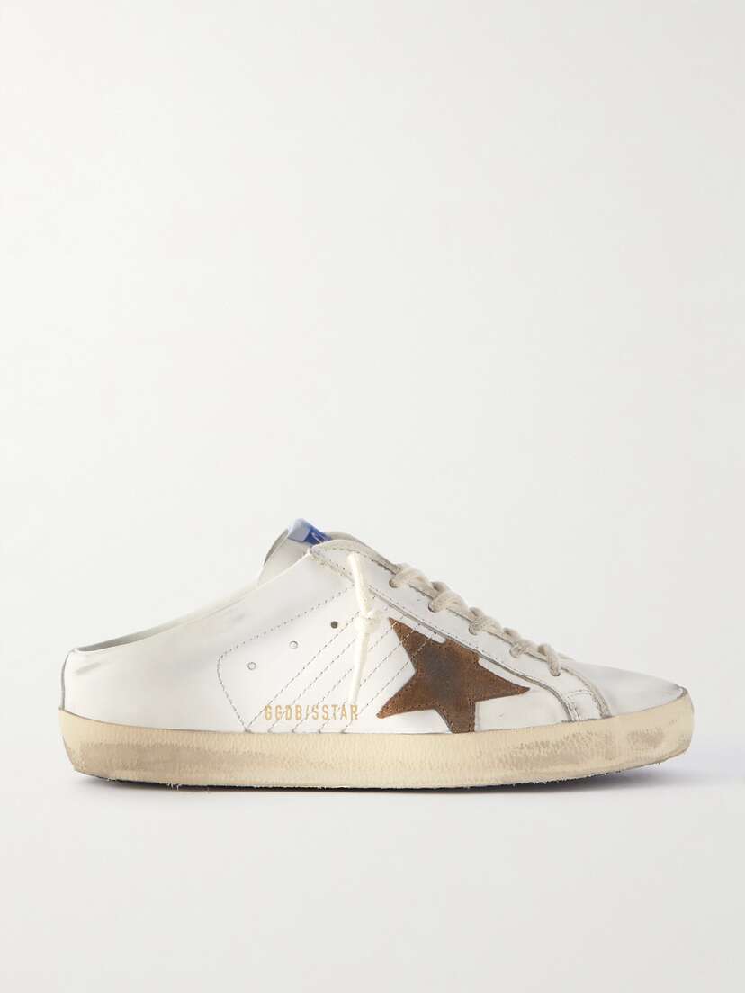 Golden Goose Super-star Sabot Distressed Suede-trimmed Leather Slip-on Sneakers
