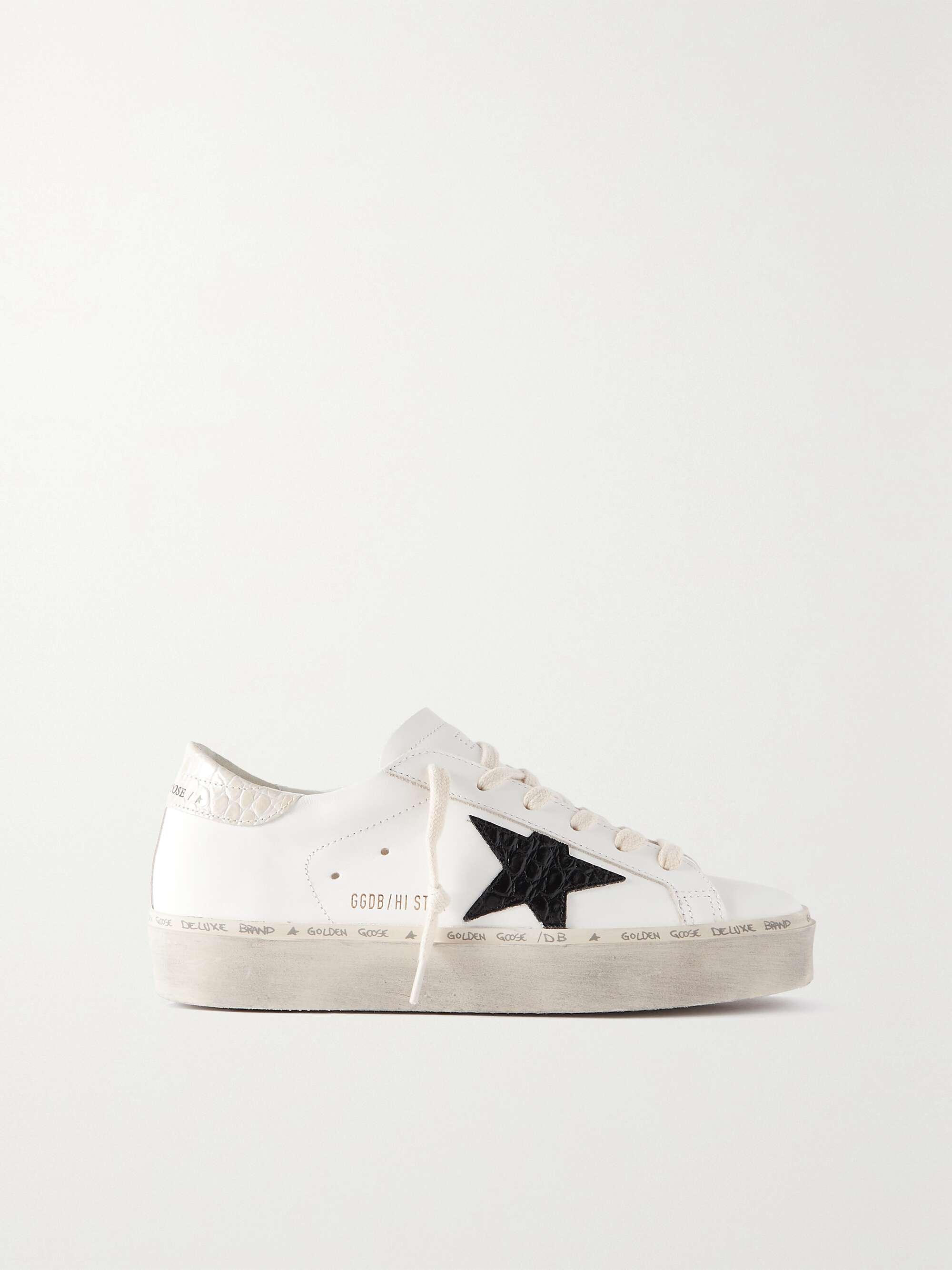 GOLDEN GOOSE Hi Star distressed leather sneakers | NET-A-PORTER