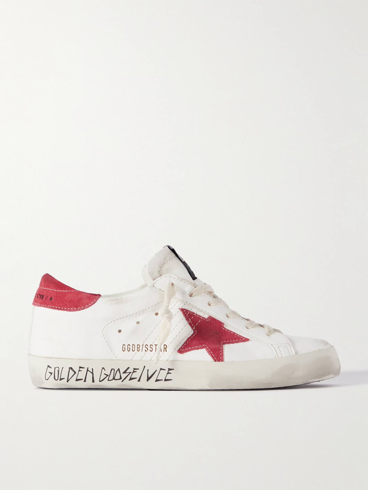 Golden Goose Super-star Suede-trimmed Distressed Leather Sneakers In Cream