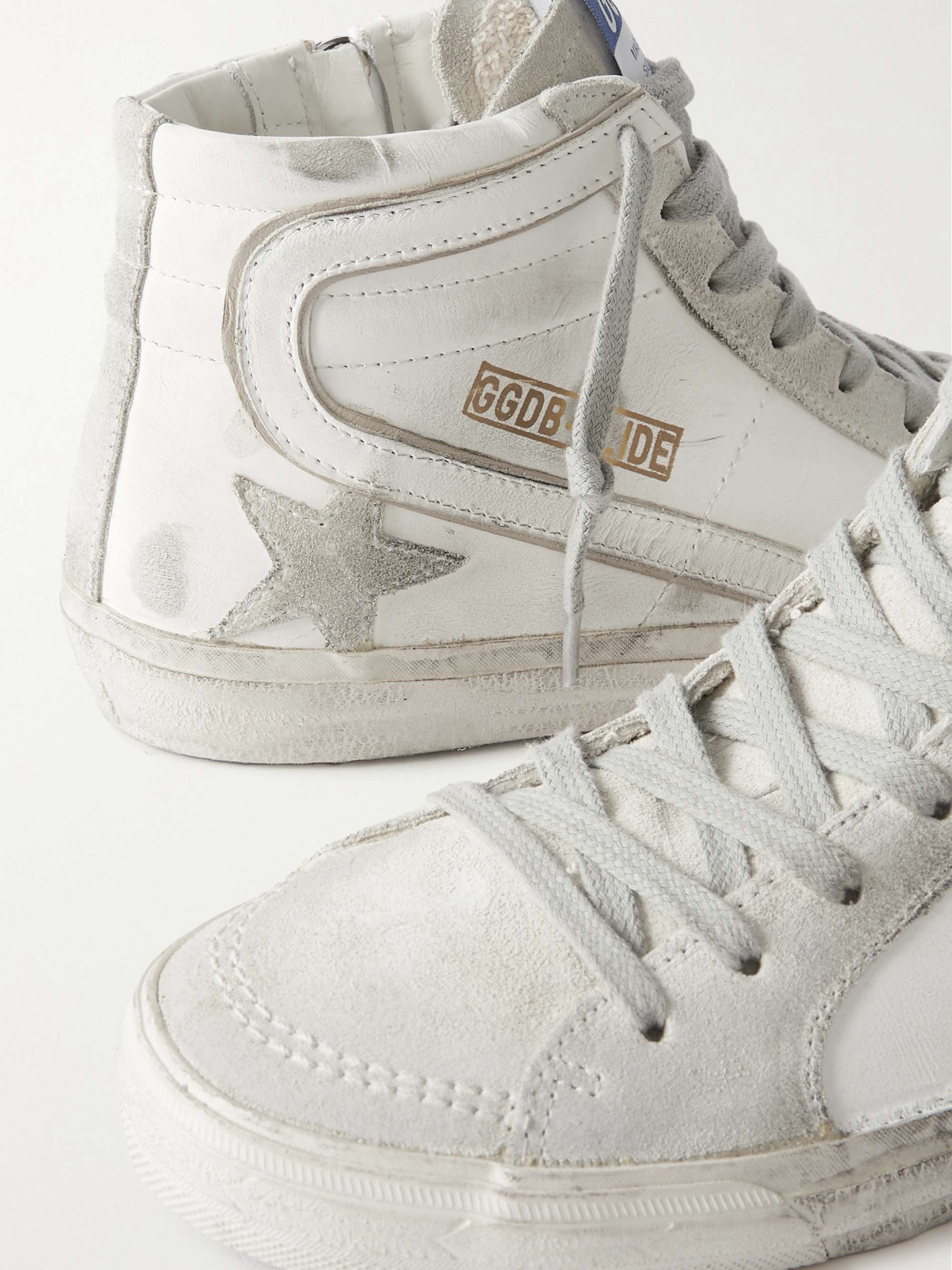 GOLDEN GOOSE Slide distressed suede and leather high-top GOLDEN GOOSE Slide distressed suede and leather high-top