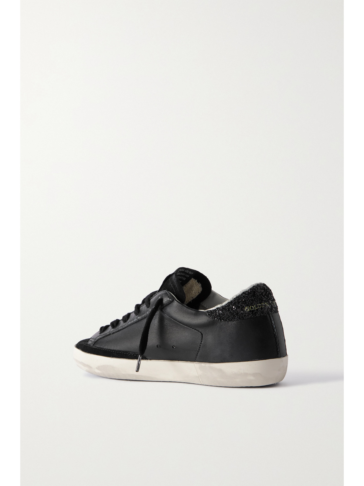 Shop Golden Goose Super-star Distressed Glittered Leather And Suede Sneakers In Black