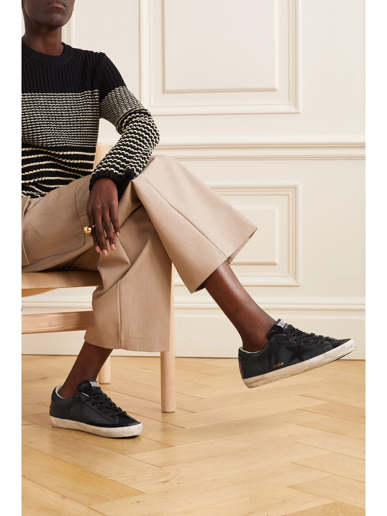 Golden Goose Deluxe Brand Women Super-star Classic With List Low-top Sneakers With Suede Inserts And In Black