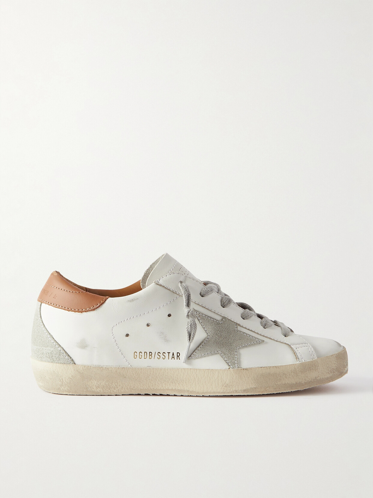 Golden Goose Super-star Suede-trimmed Distressed Leather Sneakers In White